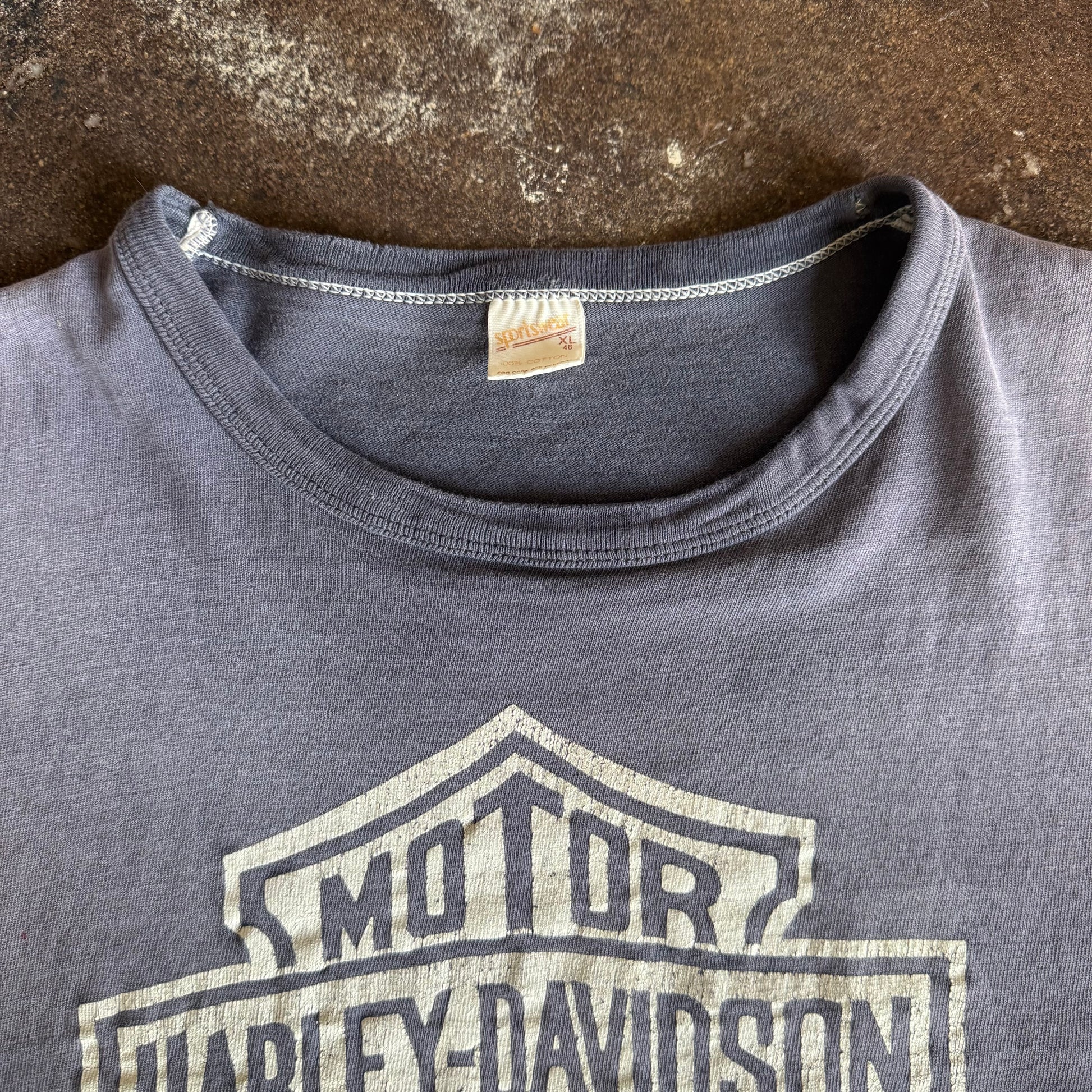80’s Harley White Emblem Sun Faded Tee (L)
