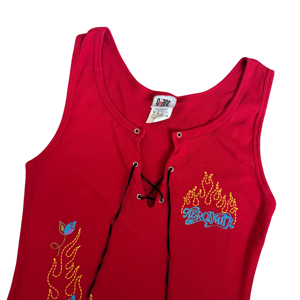 Y2K Aerosmith Band Women’s Tank Lace Top Size S
