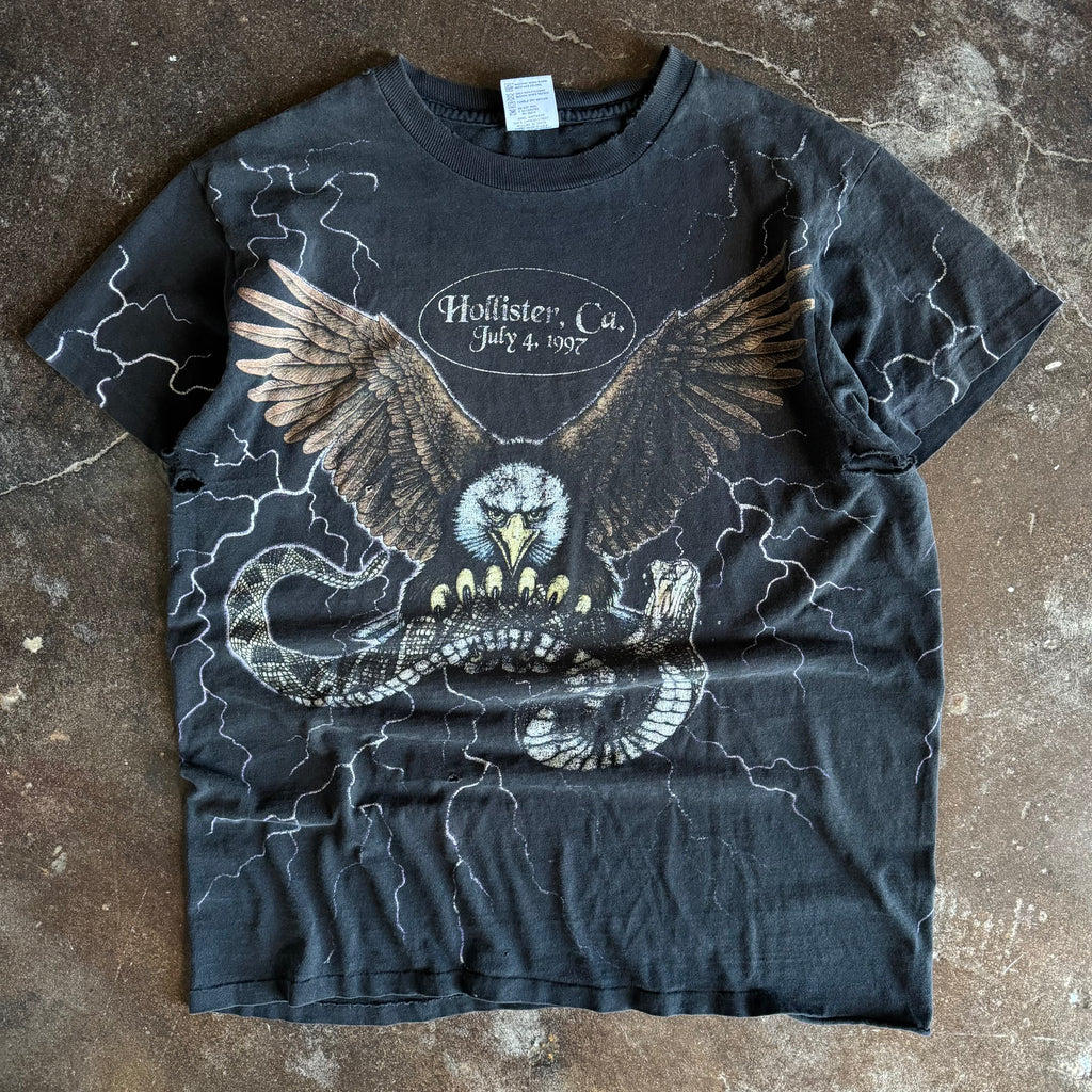 90’s Biker Lightning AOP Snake Tee (L)