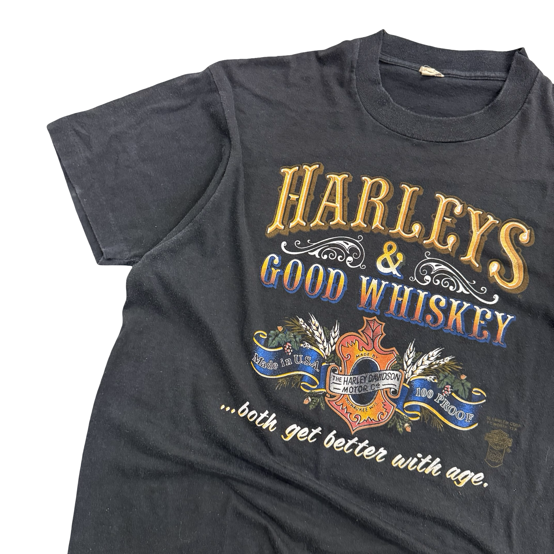 80’s Harley’s & Good Whiskey 3D Emblem Tee Size XL