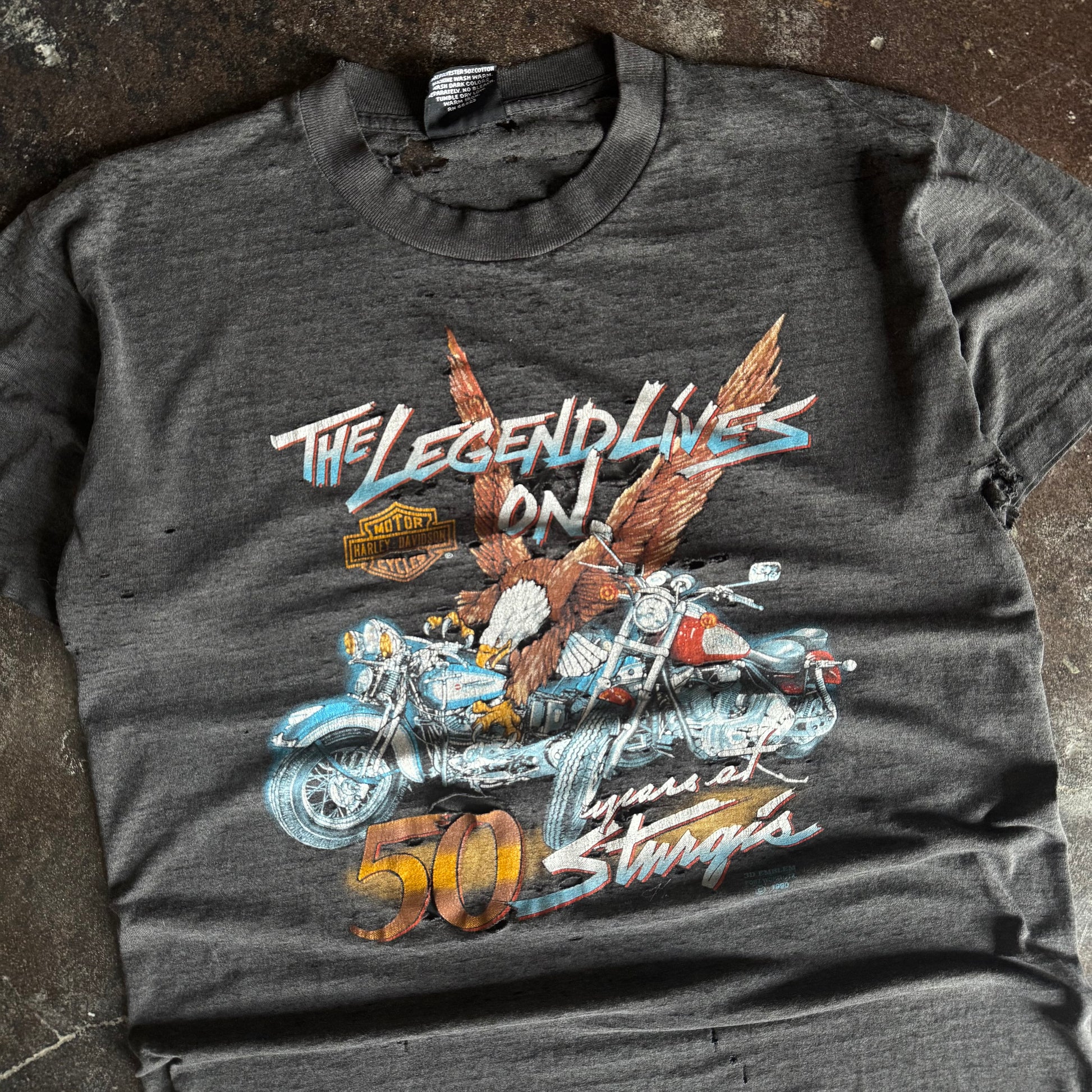 90’s Harley 3D Emblem Thrashed Tee (L)