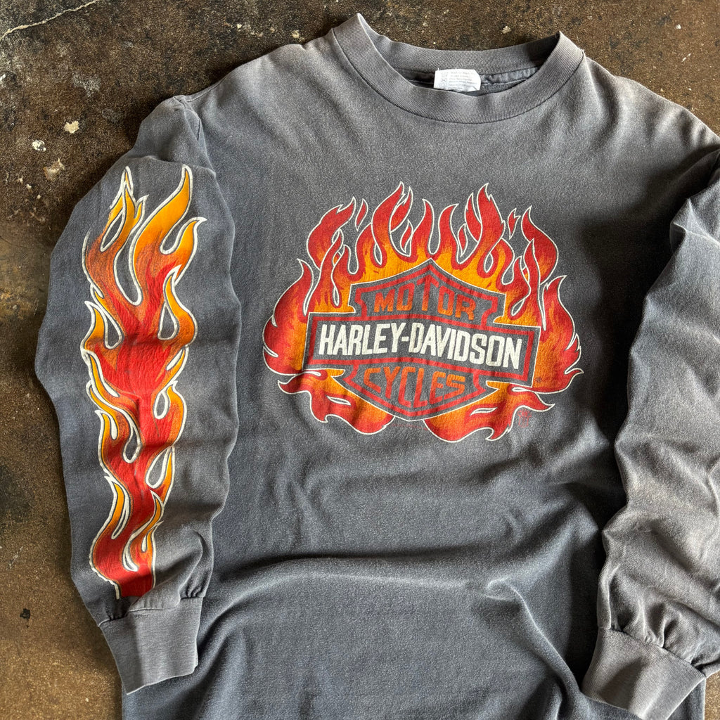 80’s Harley Flame Ball Sun Faded Single Flame Longsleeve (L)