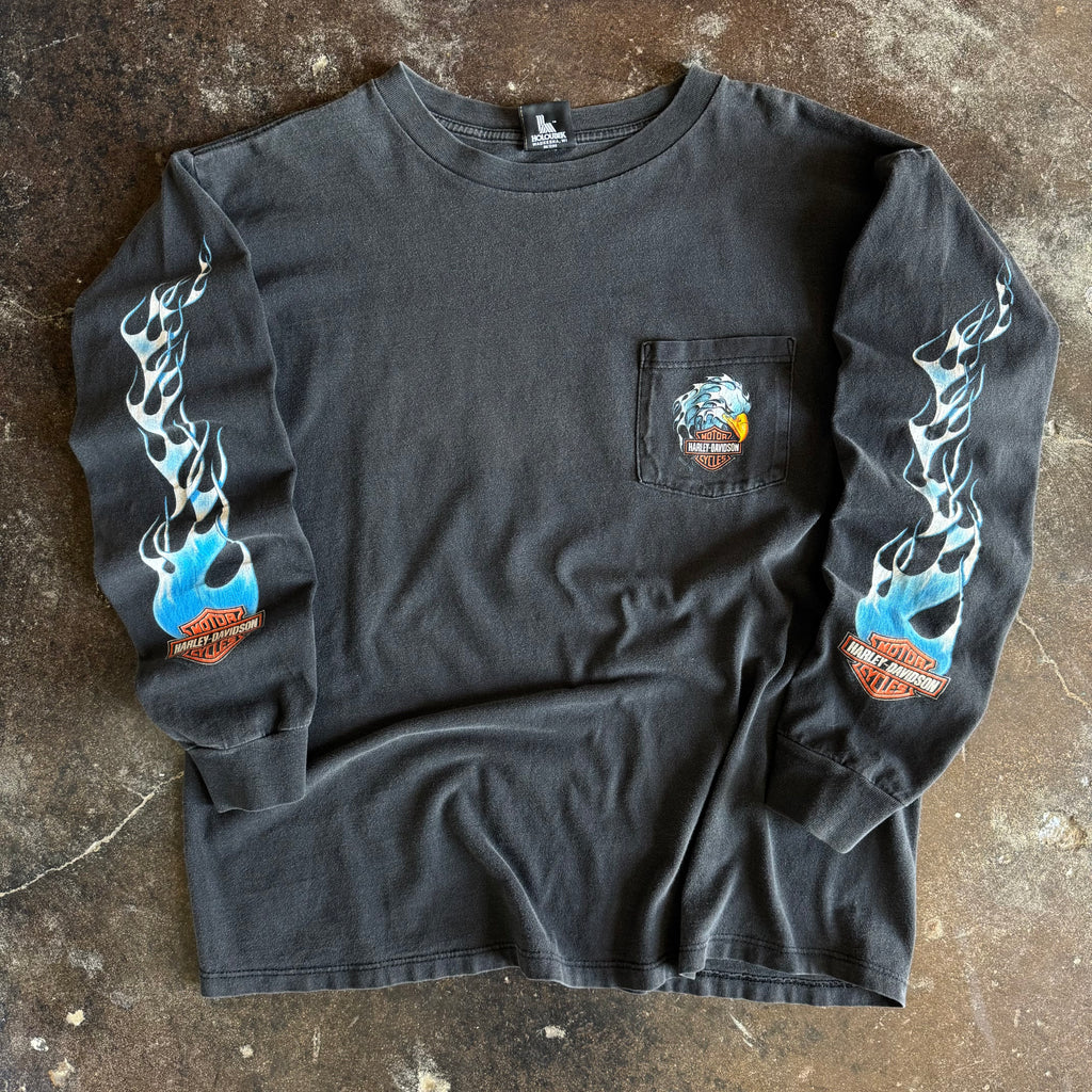 Y2K Harley Blue Eagle Flame Longsleeve (XL)