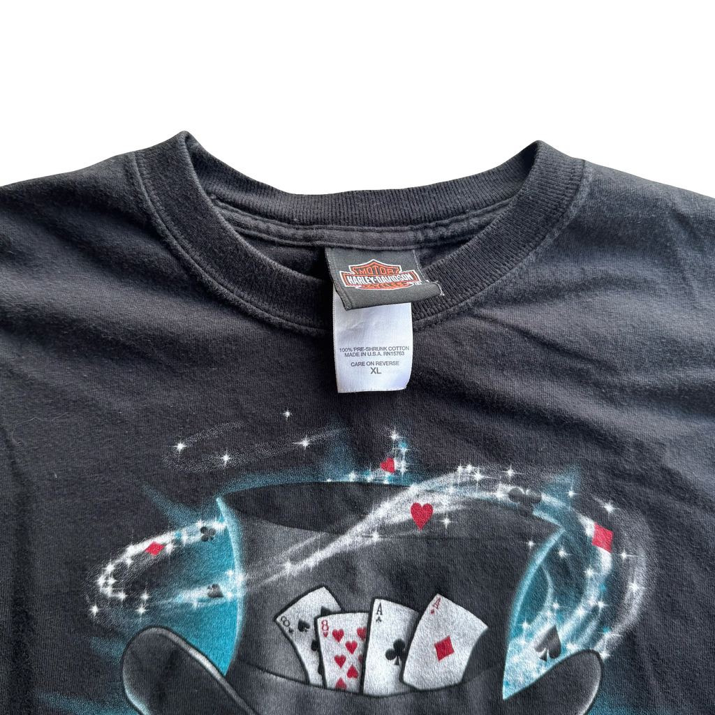 Y2K Harley Poker Skull Sleeve Hit Tee Size XL