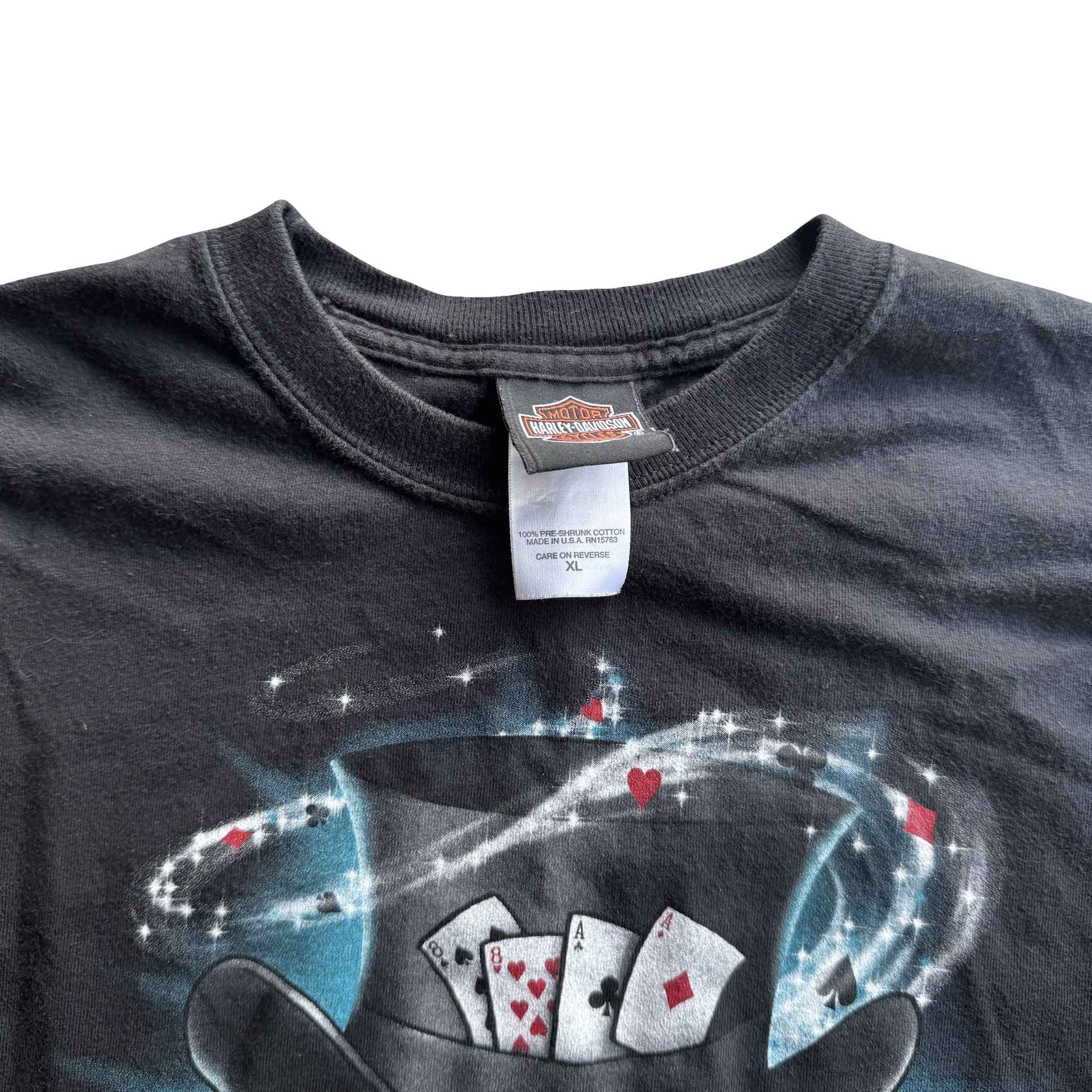 Y2K Harley Poker Skull Sleeve Hit Tee Size XL
