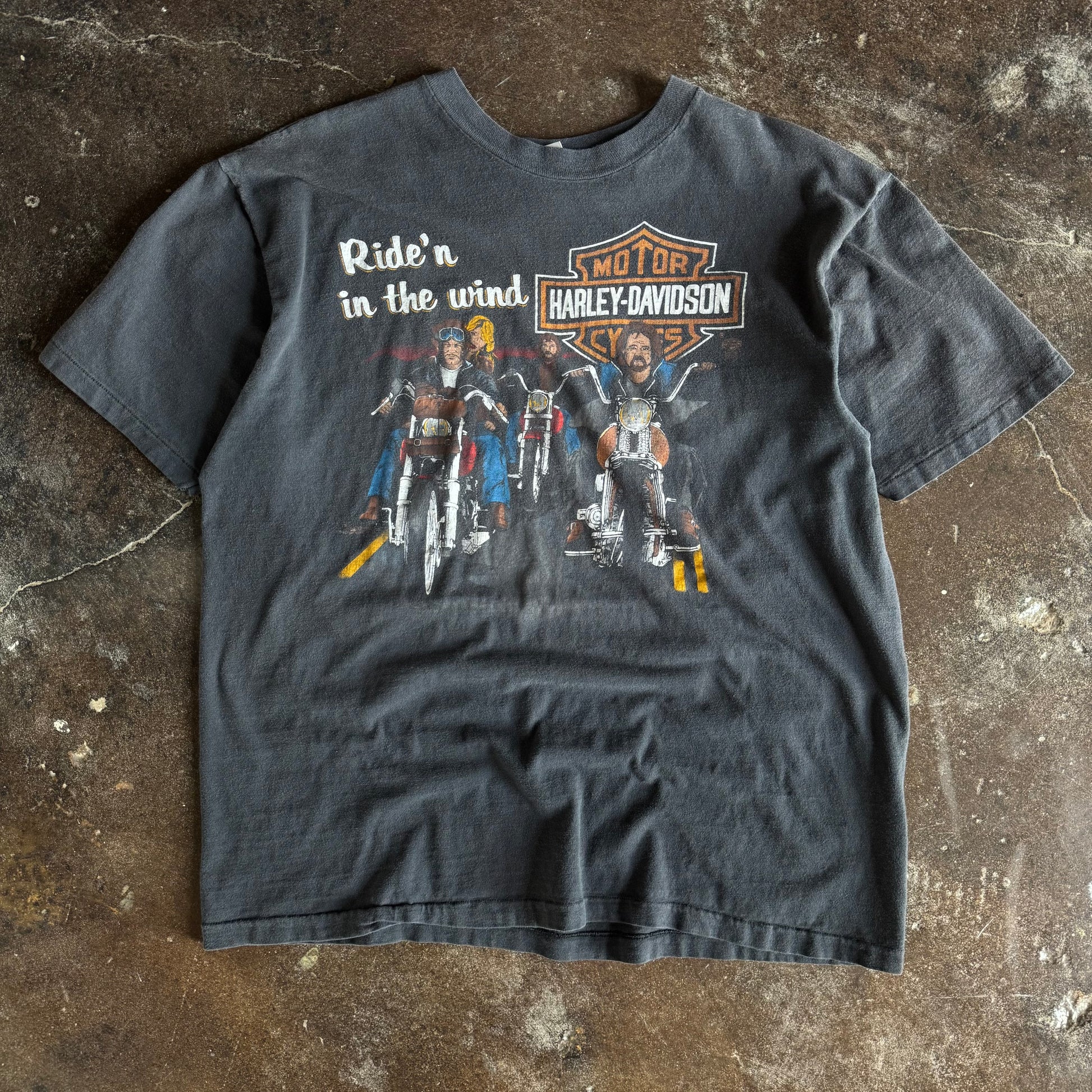 80’s Harley “Ride’n In The Wind” Sun Faded Tee (XL)