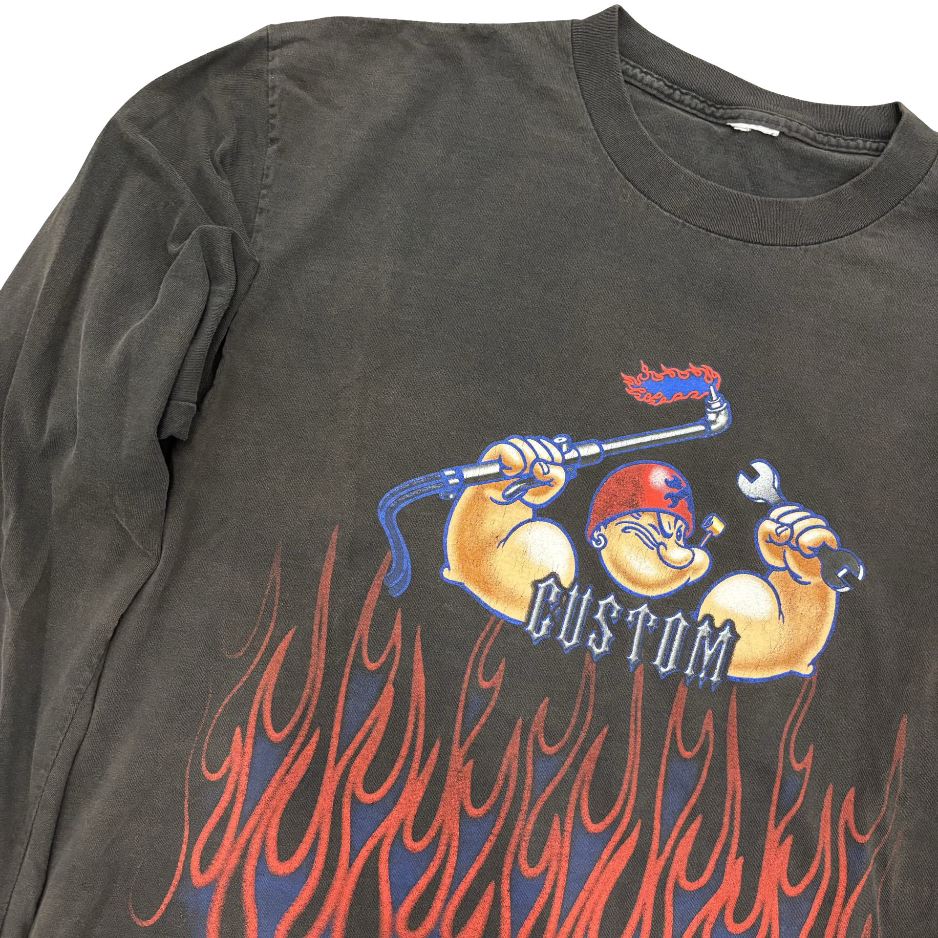 90’s Custom Cycles Popeye Flame Longsleeve Tee Size XL