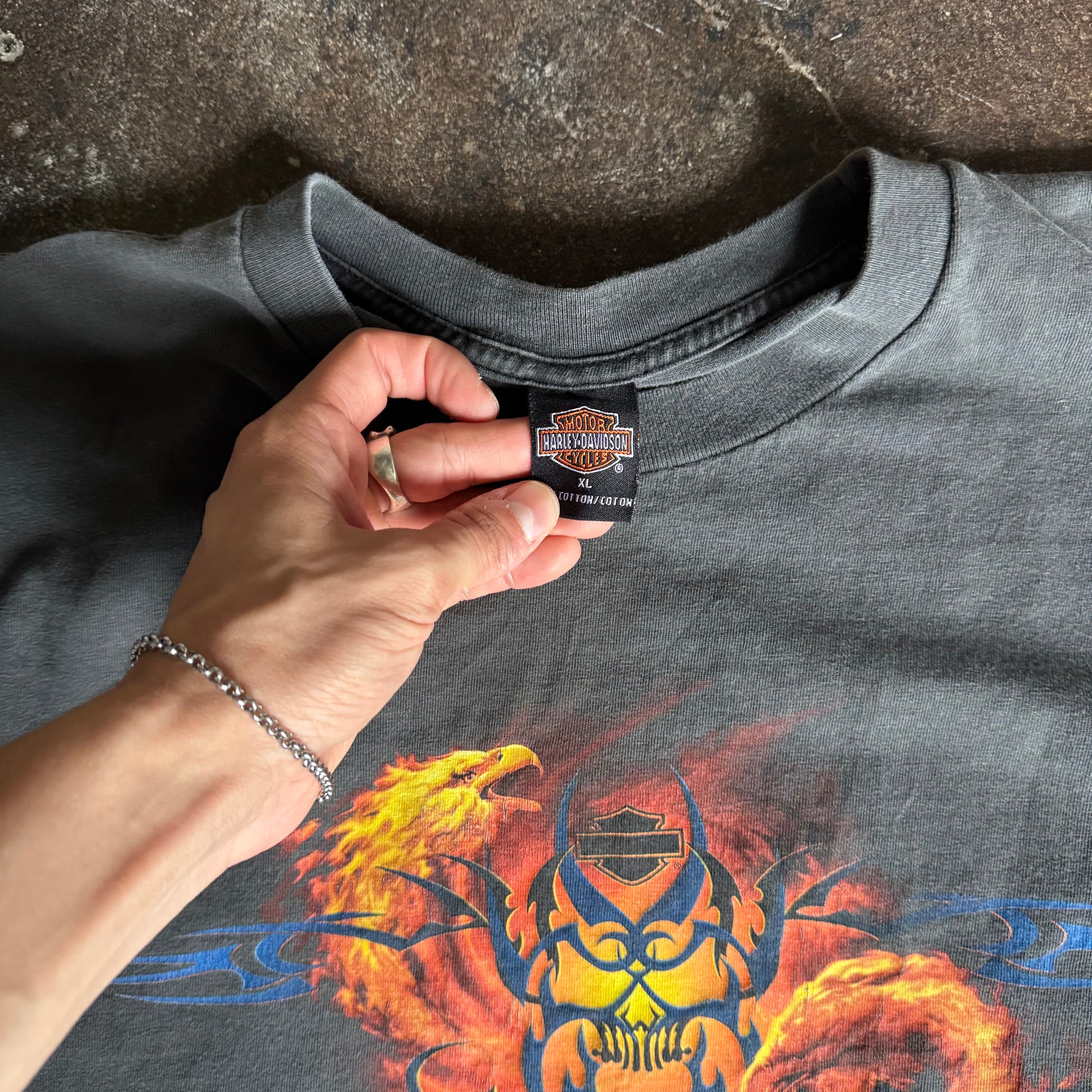 Y2K Harley Tribal Flames Sun Faded Tee (XL)