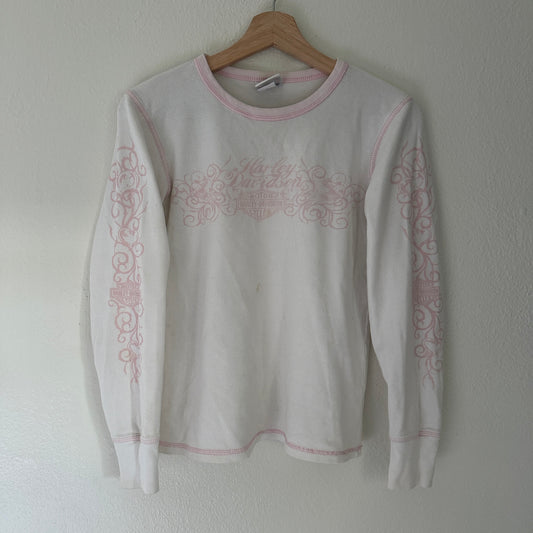Y2K Women’s Harley Pink & White Longsleeve Shirt Size M