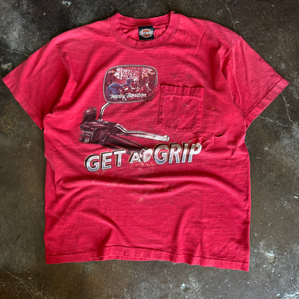 90's Harley "Get a Grip" Distressed Tee (XL)