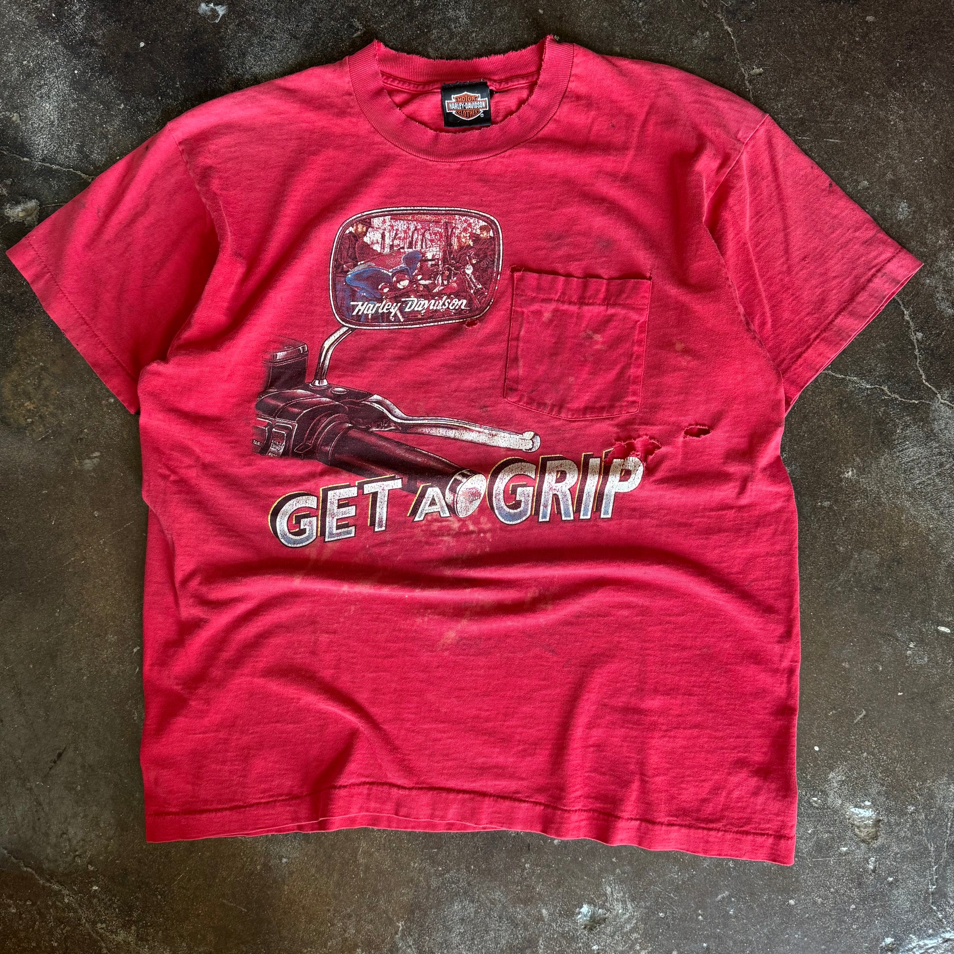 90's Harley "Get a Grip" Distressed Tee (XL)
