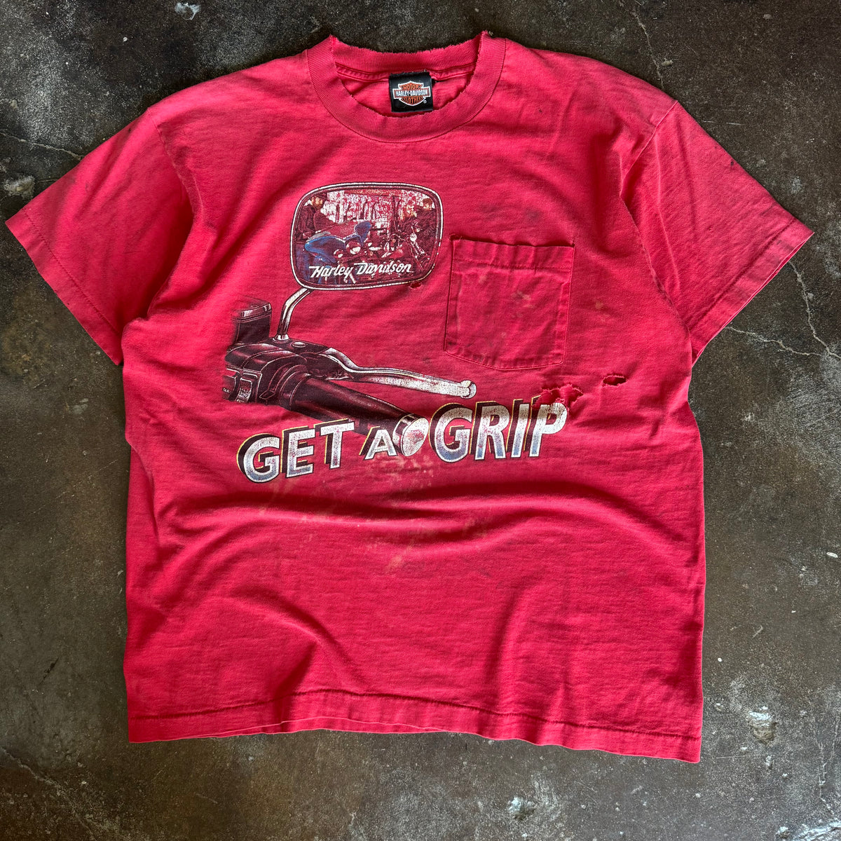 90's Harley "Get a Grip" Distressed Tee (XL)
