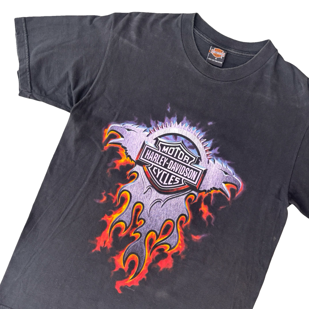 Y2K Harley Flaming Crest Palm Beach Dealer Tee Size M