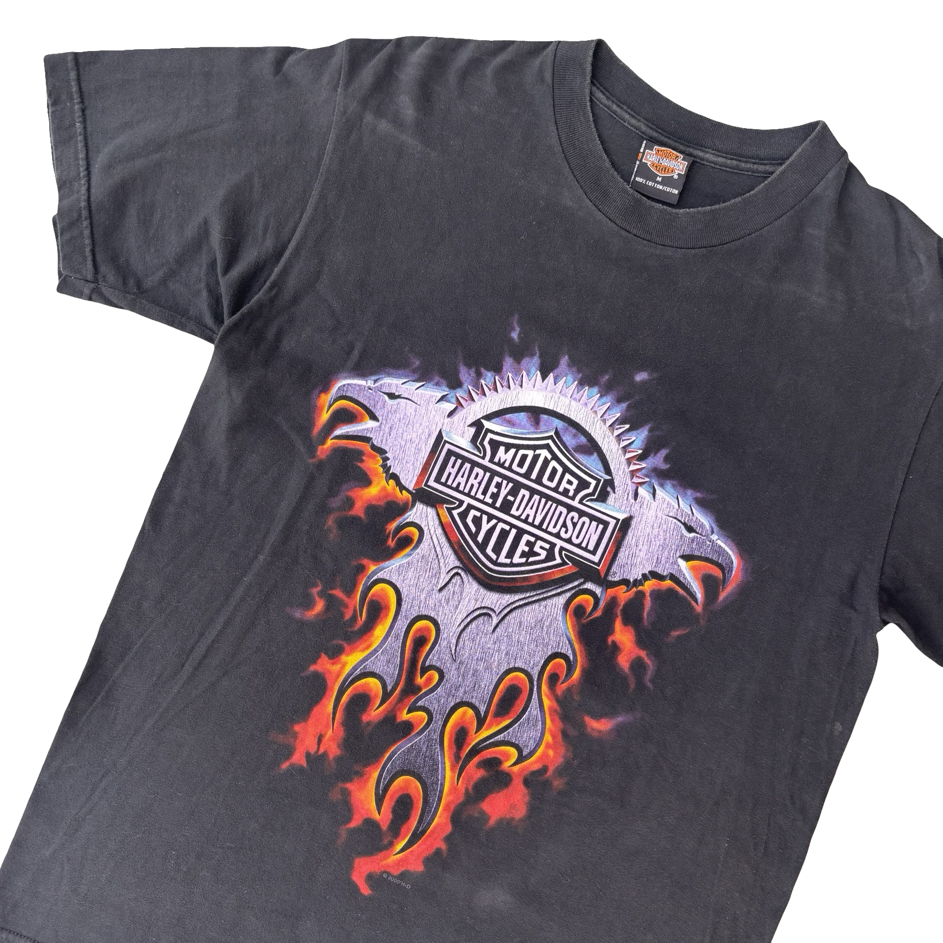 Y2K Harley Flaming Crest Palm Beach Dealer Tee Size M