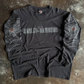 2004 Harley-Davidson spiderweb longsleeve t-shirt with bar and shield and spider web sleeve prints on black