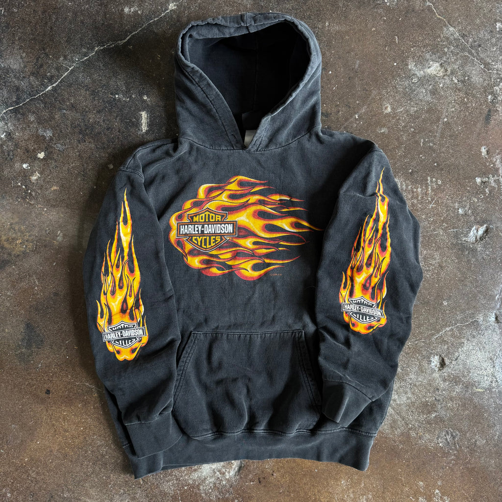 Y2K Harley Davidson Rushing Flames Hoodie (M)
