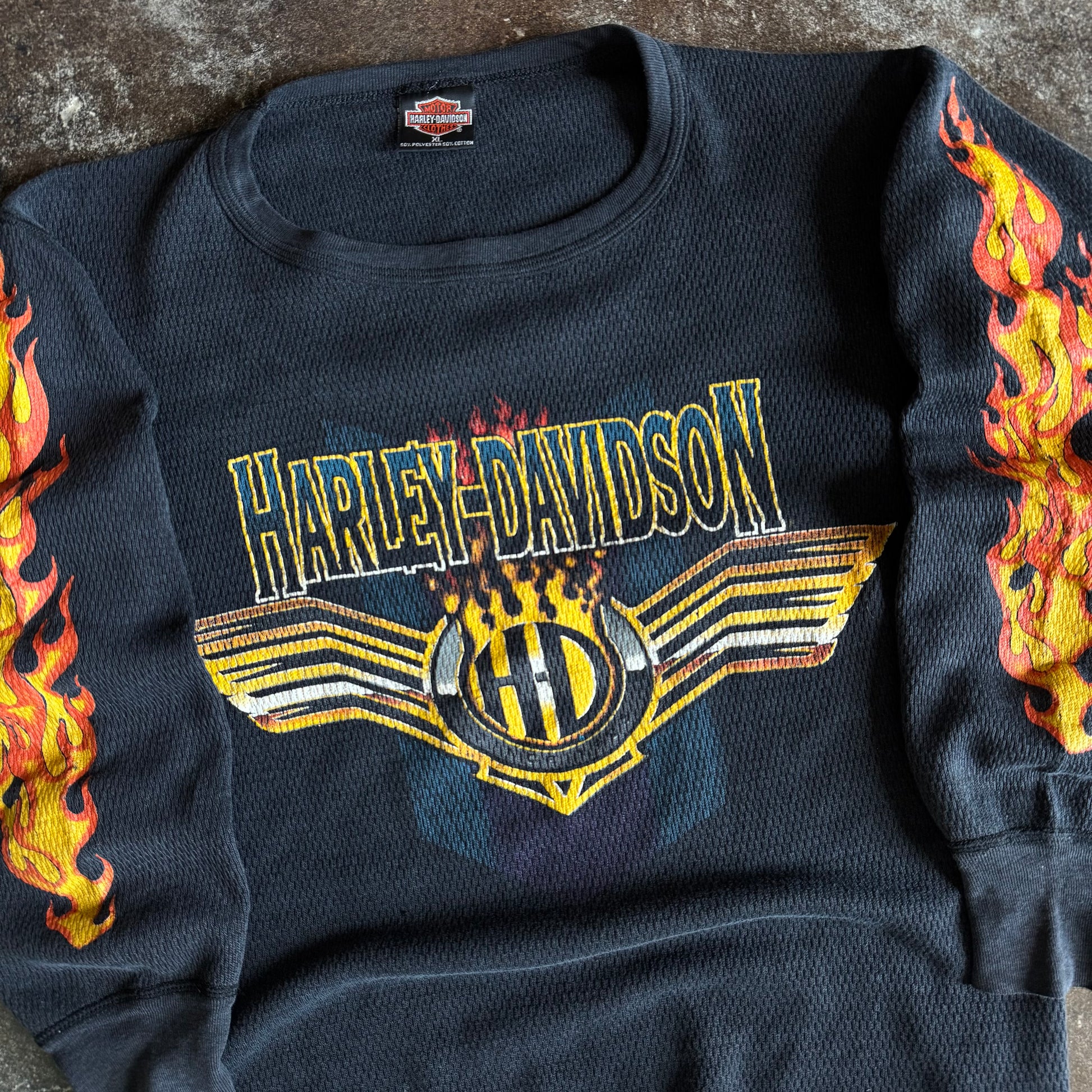 80’s Harley Davidson Flame Longsleeve Thermal (XL)
