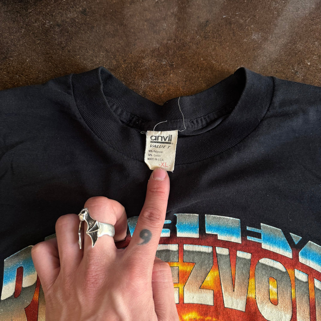 Tag detail on vintage 1992 Harley Rendezvous Country Club t-shirt