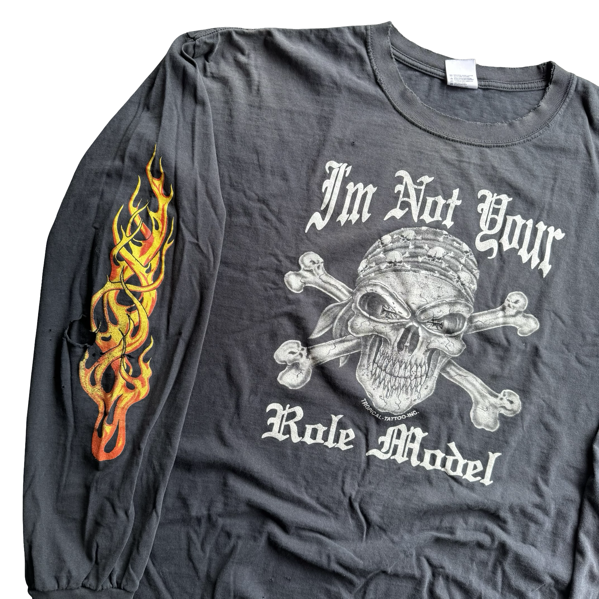 Y2K Flame Longsleeve “I’m not your role model” Tee Size XXL