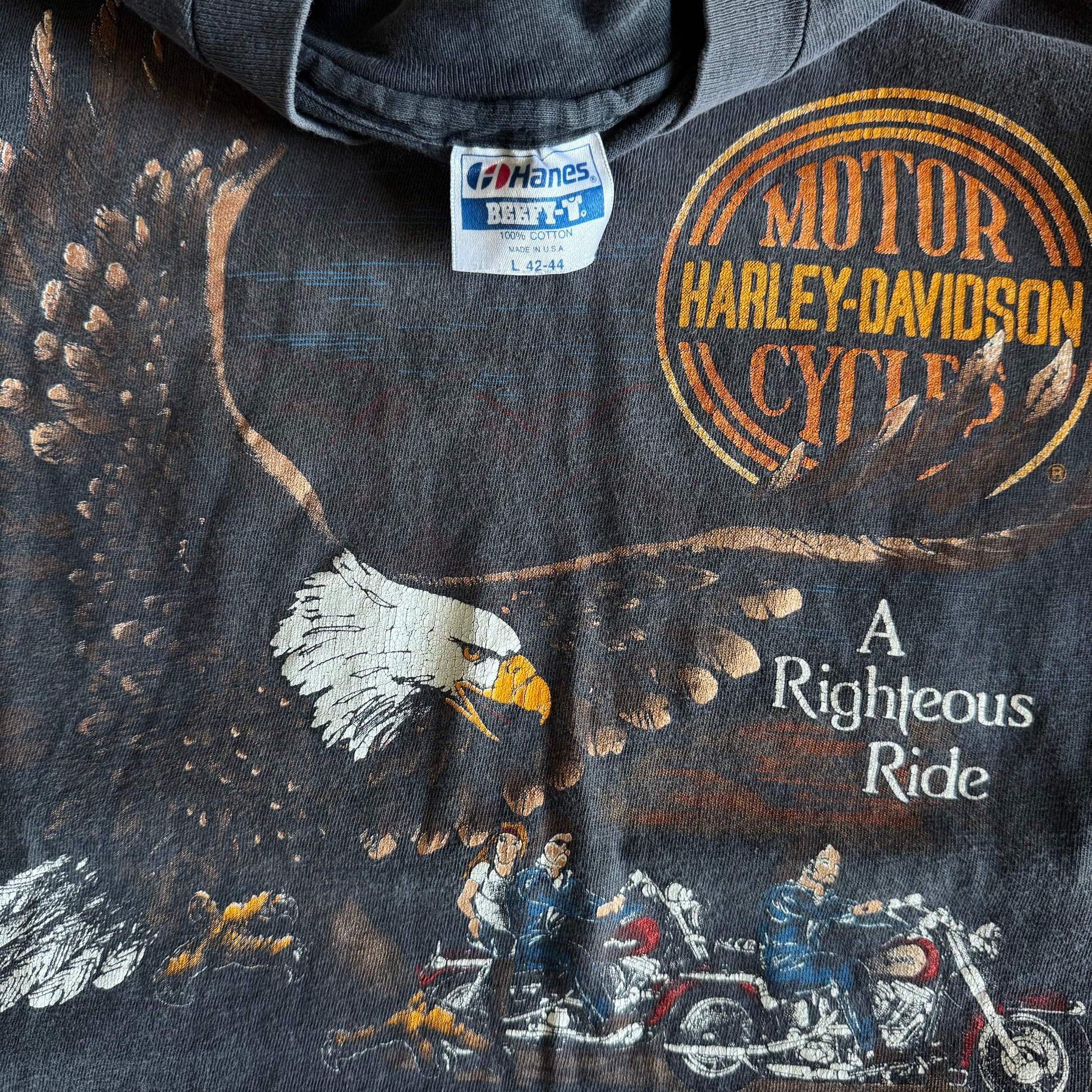 80’s Harley Righteous Ride Eagle Faded Tee (L)