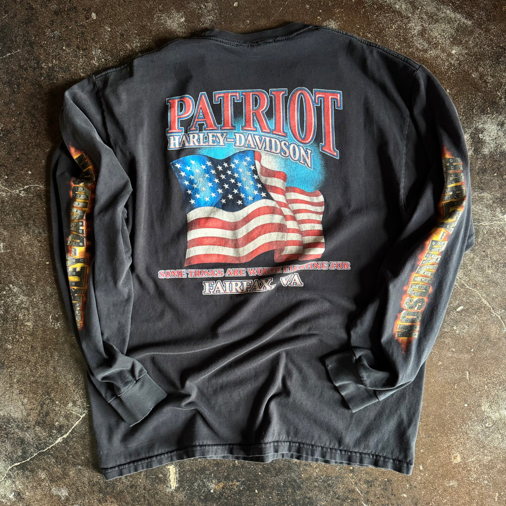 Y2K Harley Flaming Steel Long Sleeve Tee (L)
