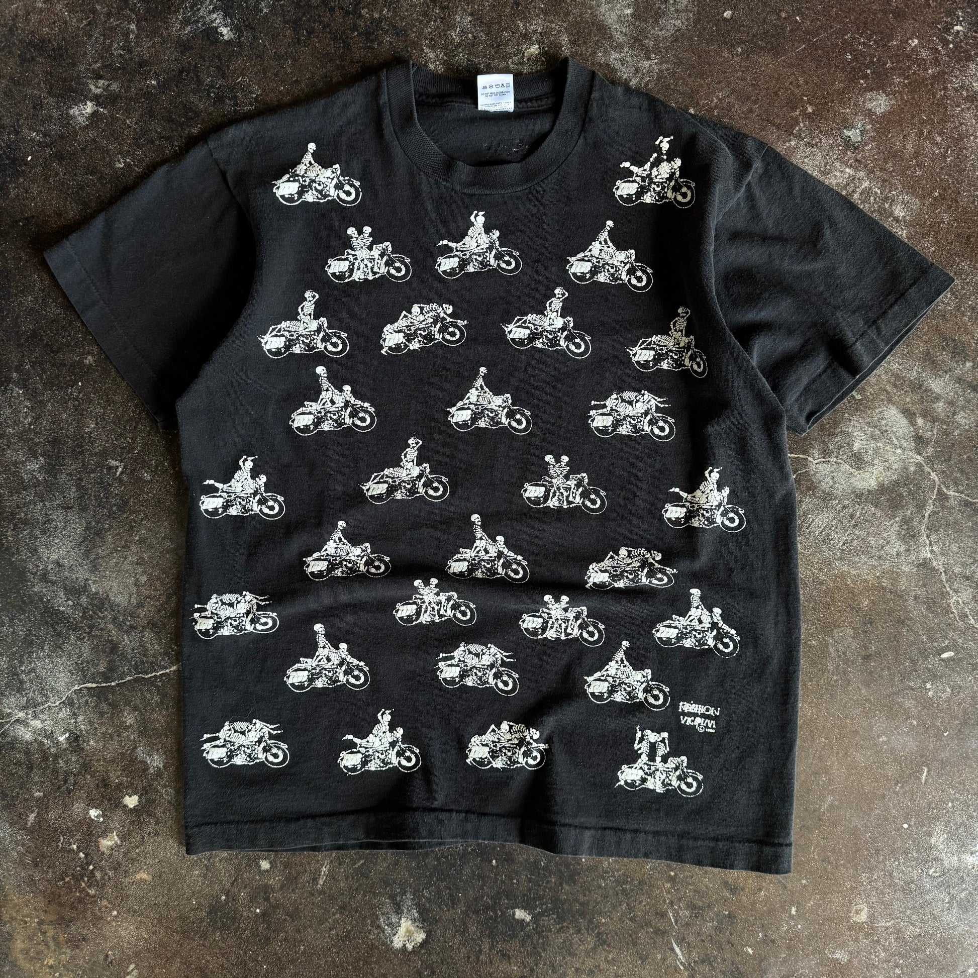 90’s Fashion Victim Biker Positions AOP Skeleton Tee (L)