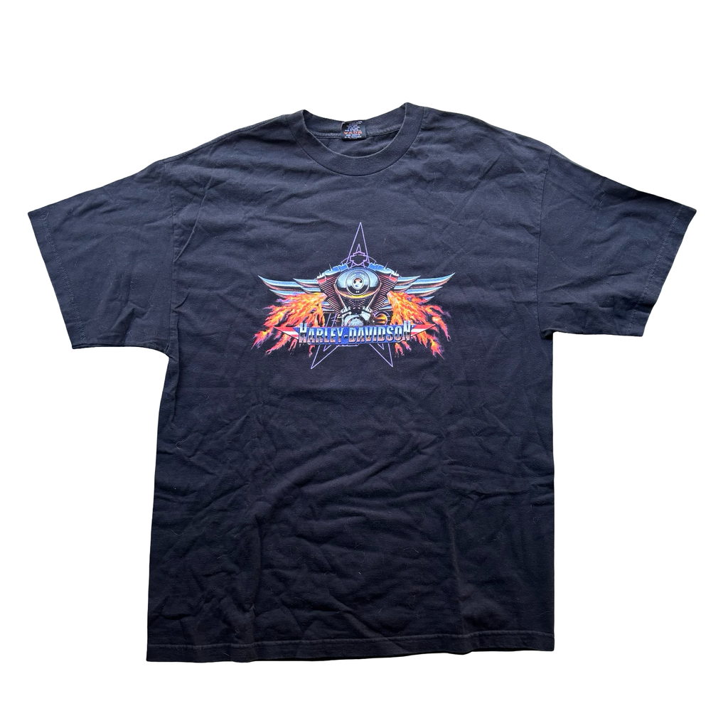 90’s Harley Chrome Flaming Engine Tee Size XXL