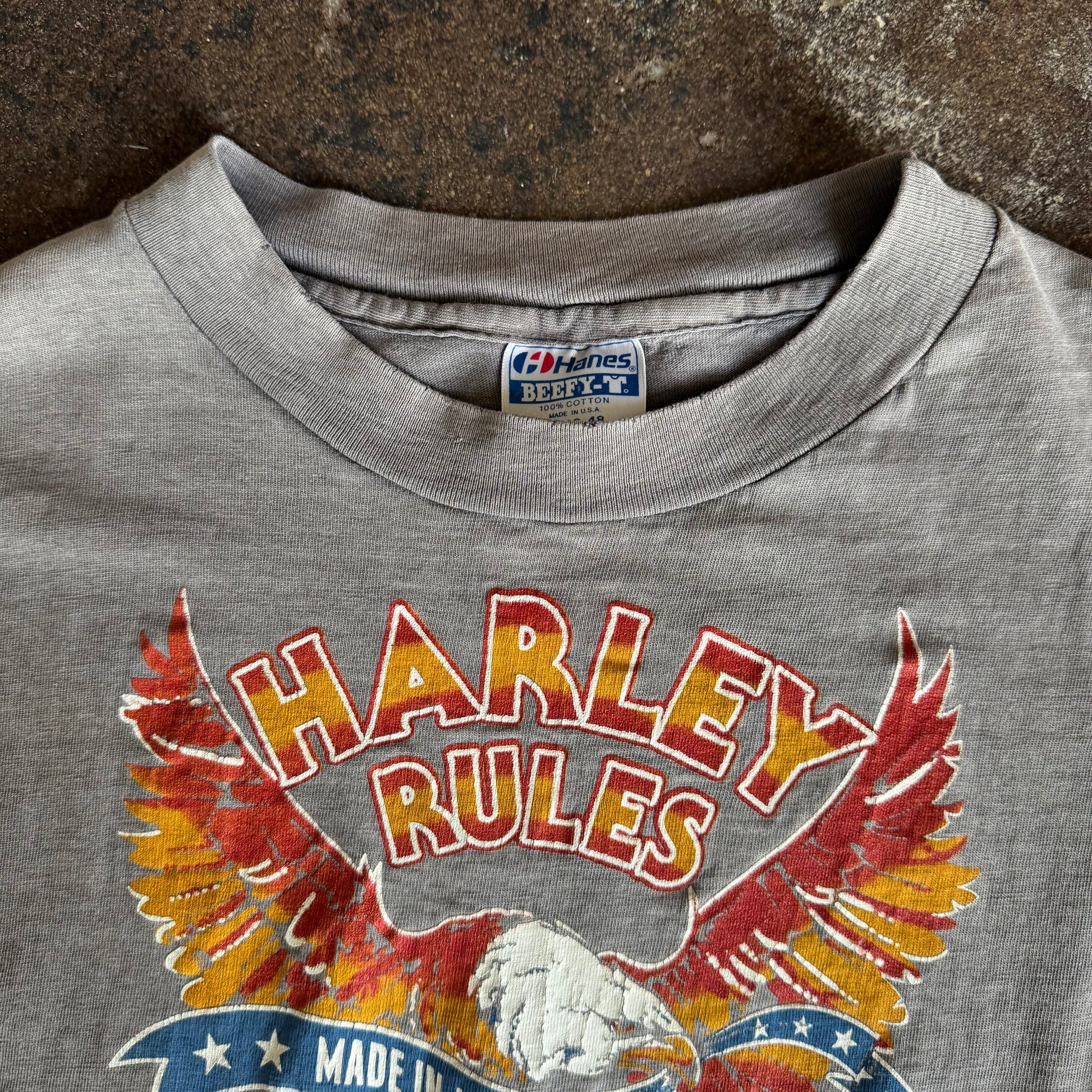 80’s Harley Rules Sun Faded Eagle Tee (XL)
