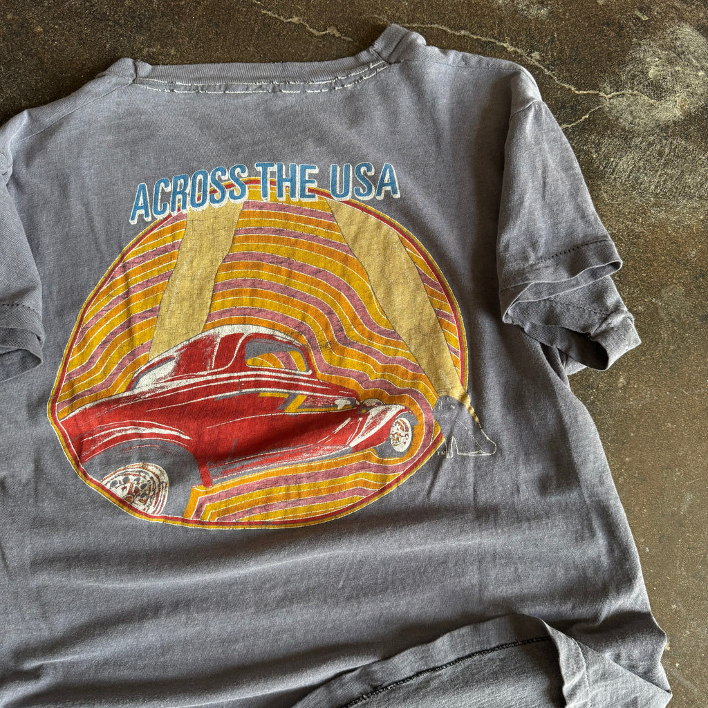 Back view of vintage ZZ Top Eliminator sun faded t-shirt