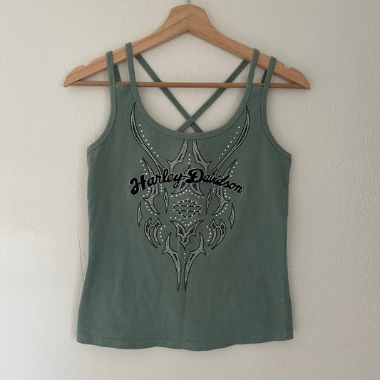 Y2K Women’s Harley Tank Top Cross Laced Size S