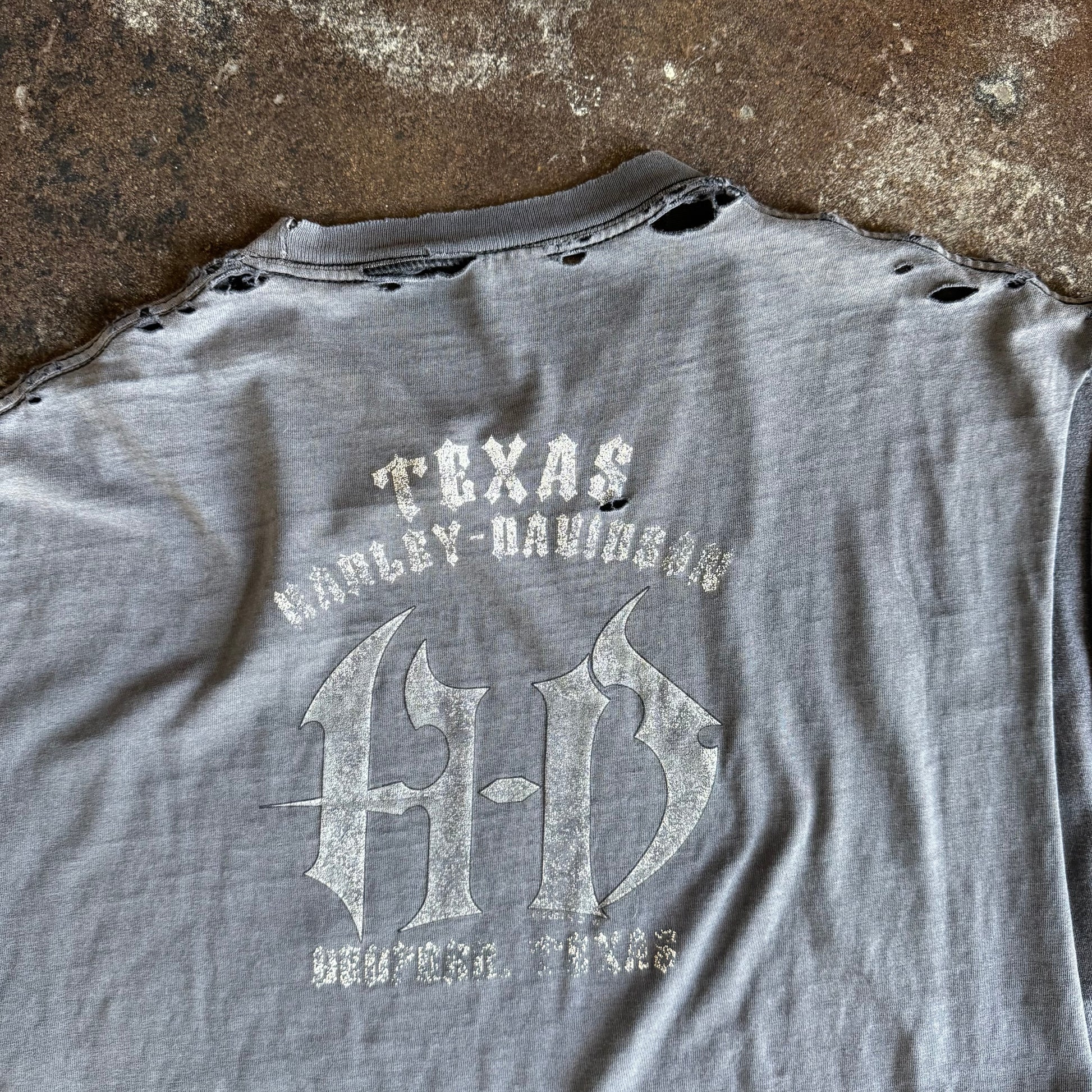 Y2K Sun Faded Harley Texas Longhorn Cutoff Tee (XL)