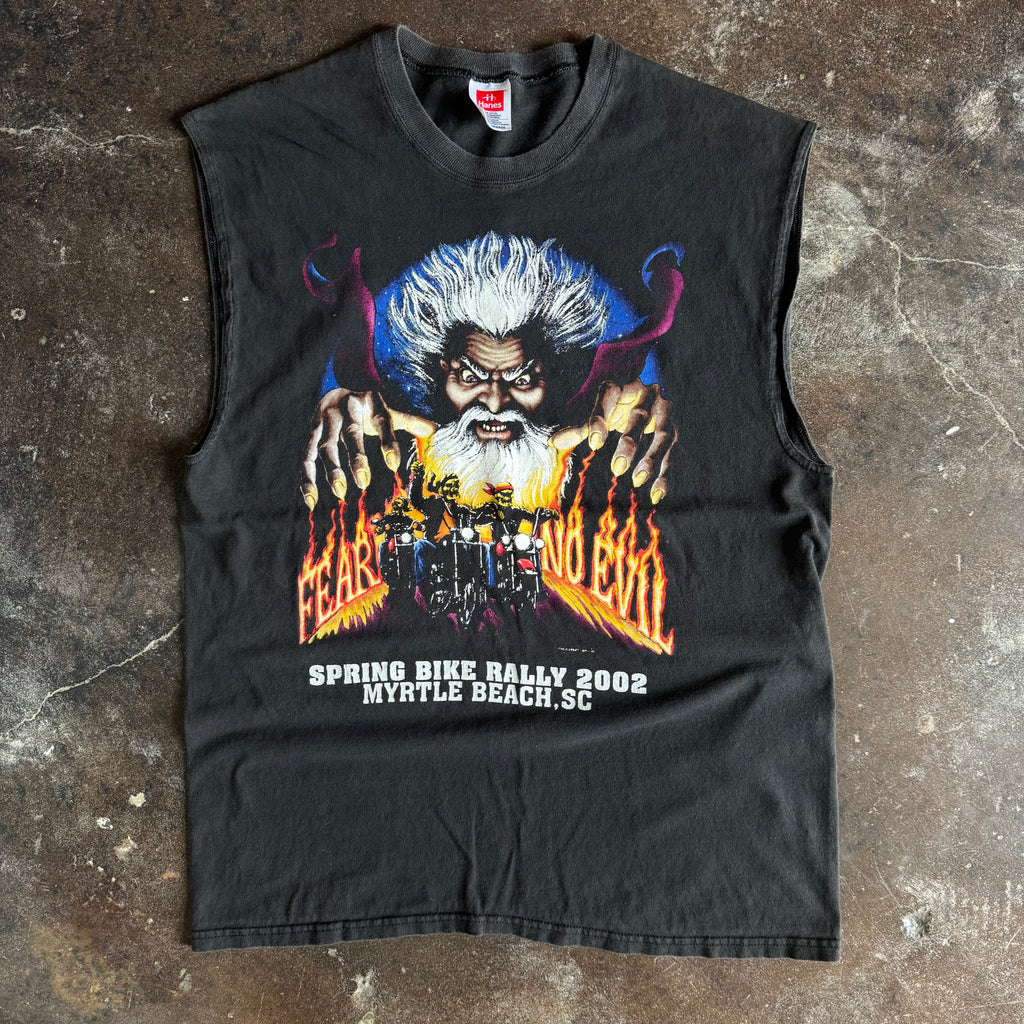 Y2K Fear No Evil Bike Rally Cutoff Tee (L)