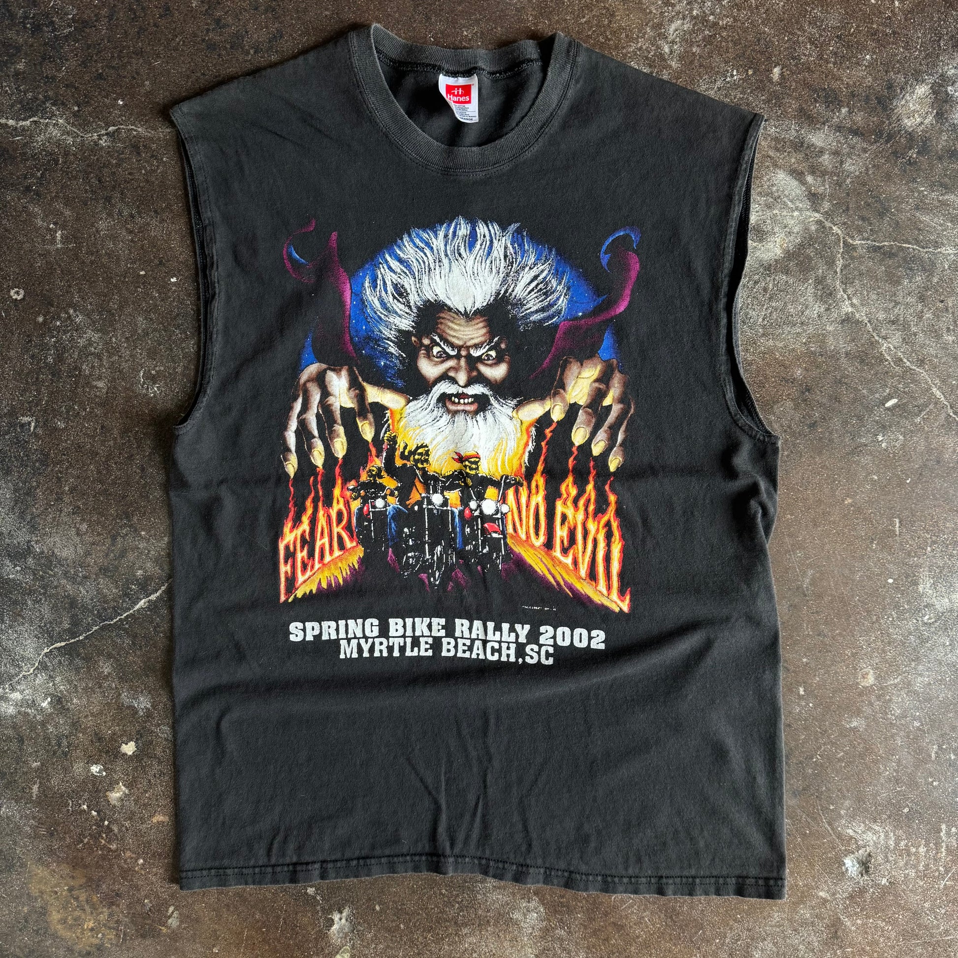 Y2K Fear No Evil Bike Rally Cutoff Tee (L)