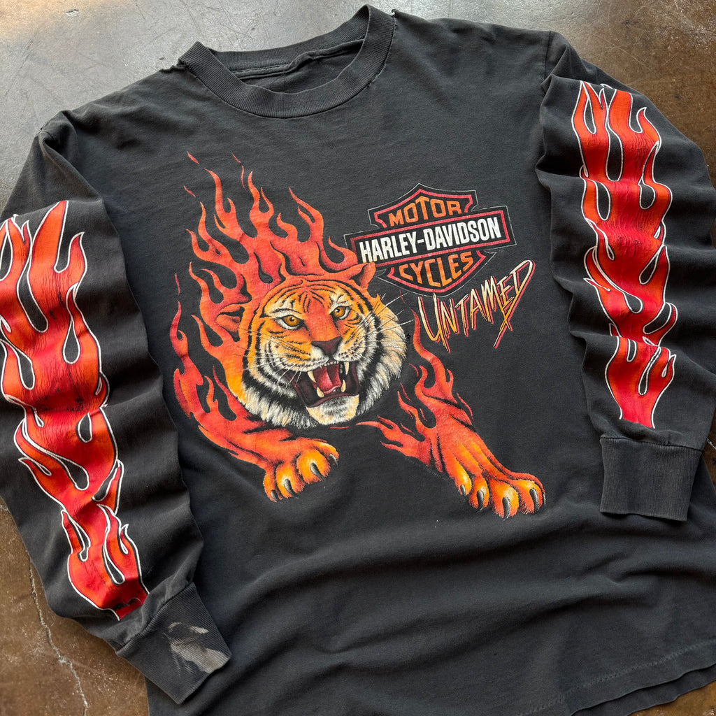 90’s Harley Untamed Tiger Flame Long Sleeve (L)