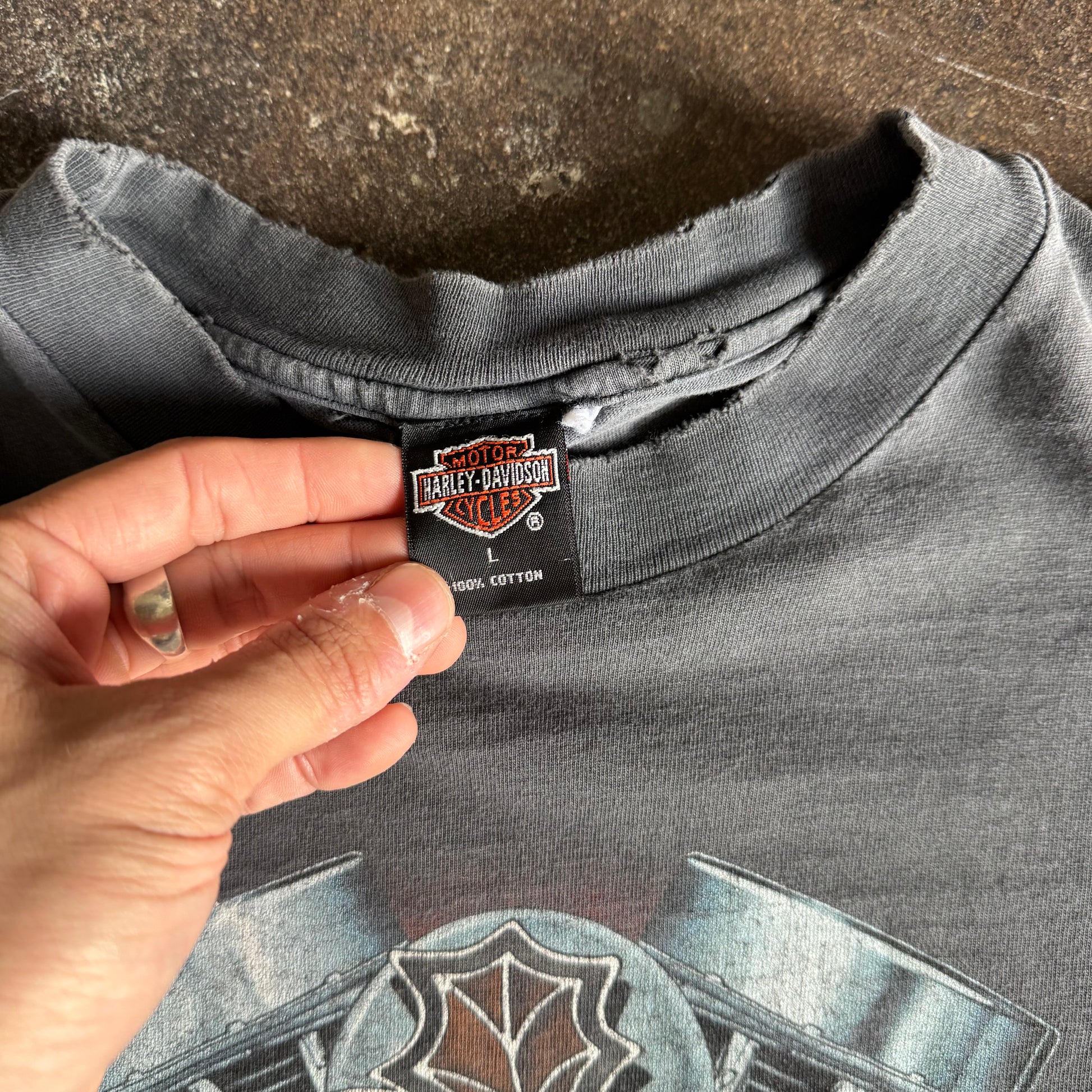 90’s Harley Sun Faded Flame Emblem Tee (L)
