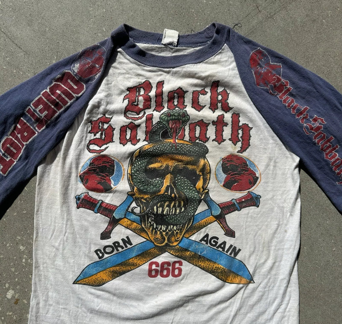 80s Black Sabbath Quiet Riot Band Tour Raglan Tee (Minimal-Wear)