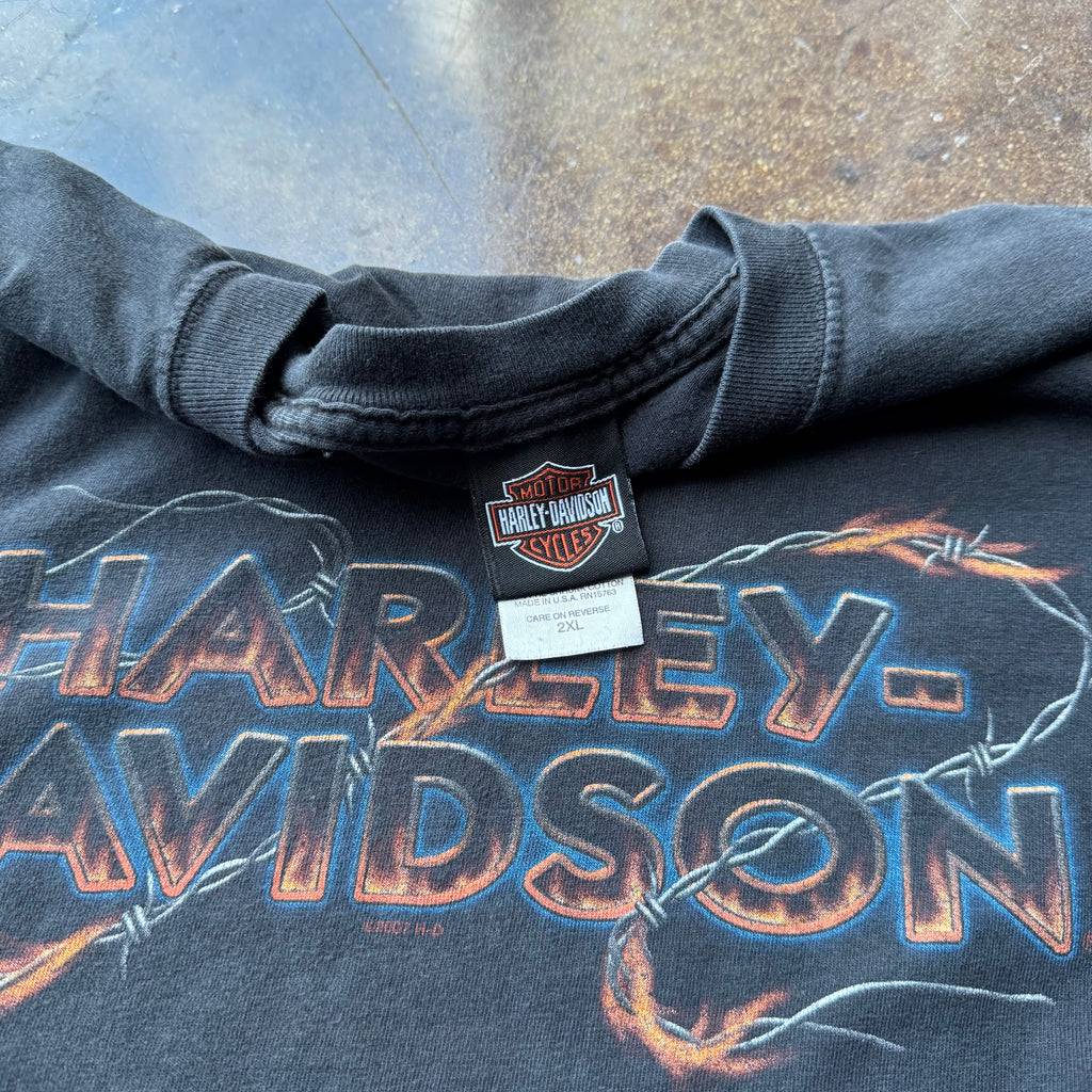 Y2K Harley Davidson Flame Chain Longsleeve Tee Size XXL
