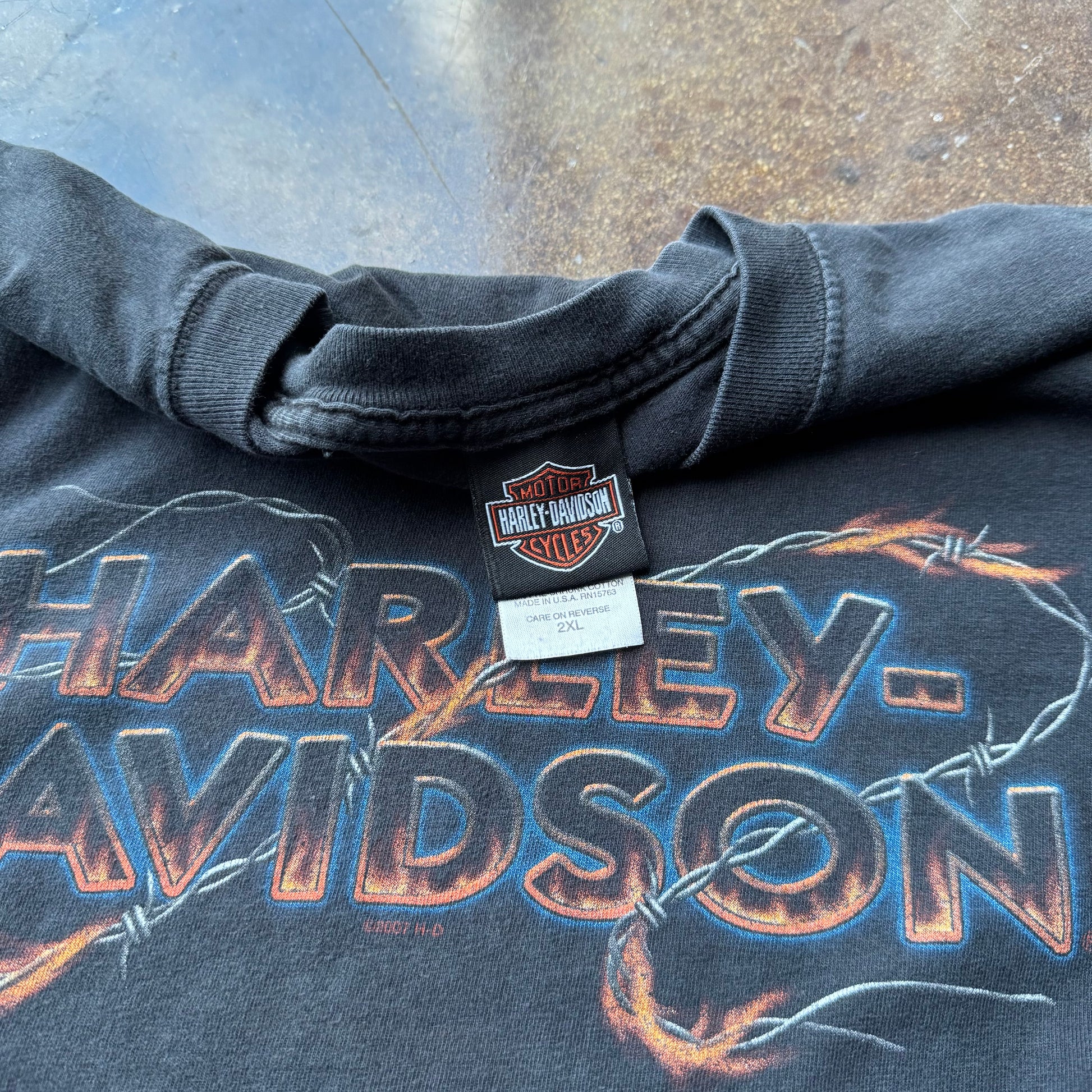 Y2K Harley Davidson Flame Chain Longsleeve Tee Size XXL