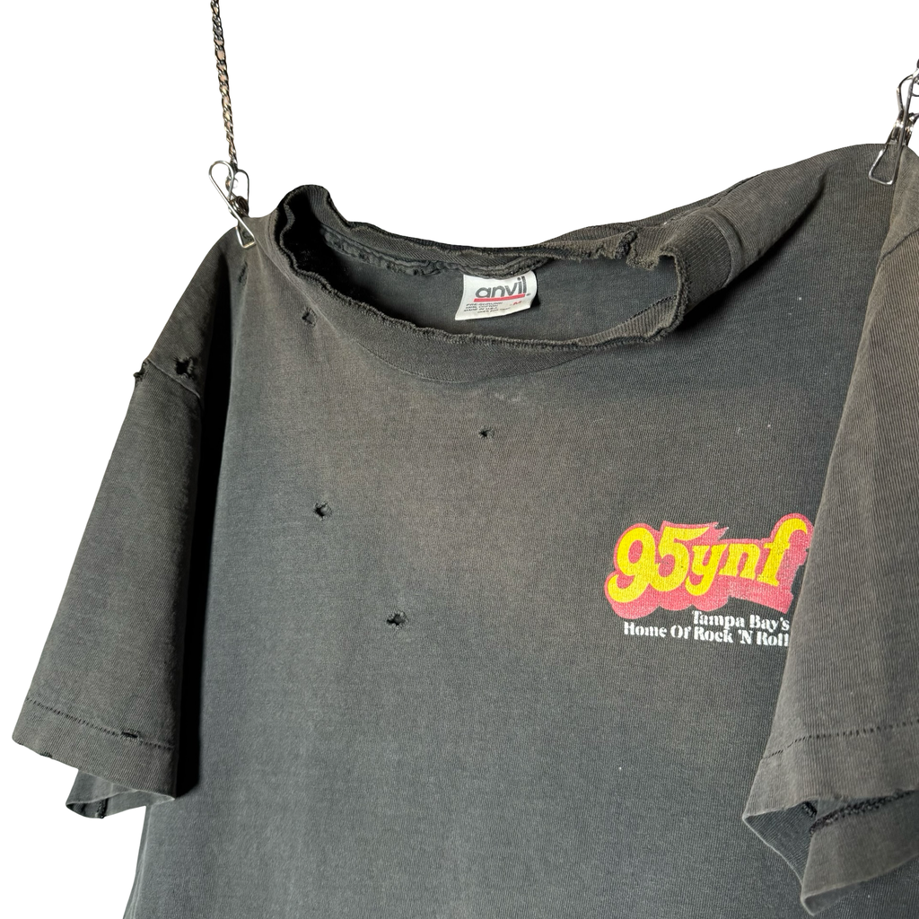 90’s Sun Faded Distressed Skeleton Rock Radio Tee Size M