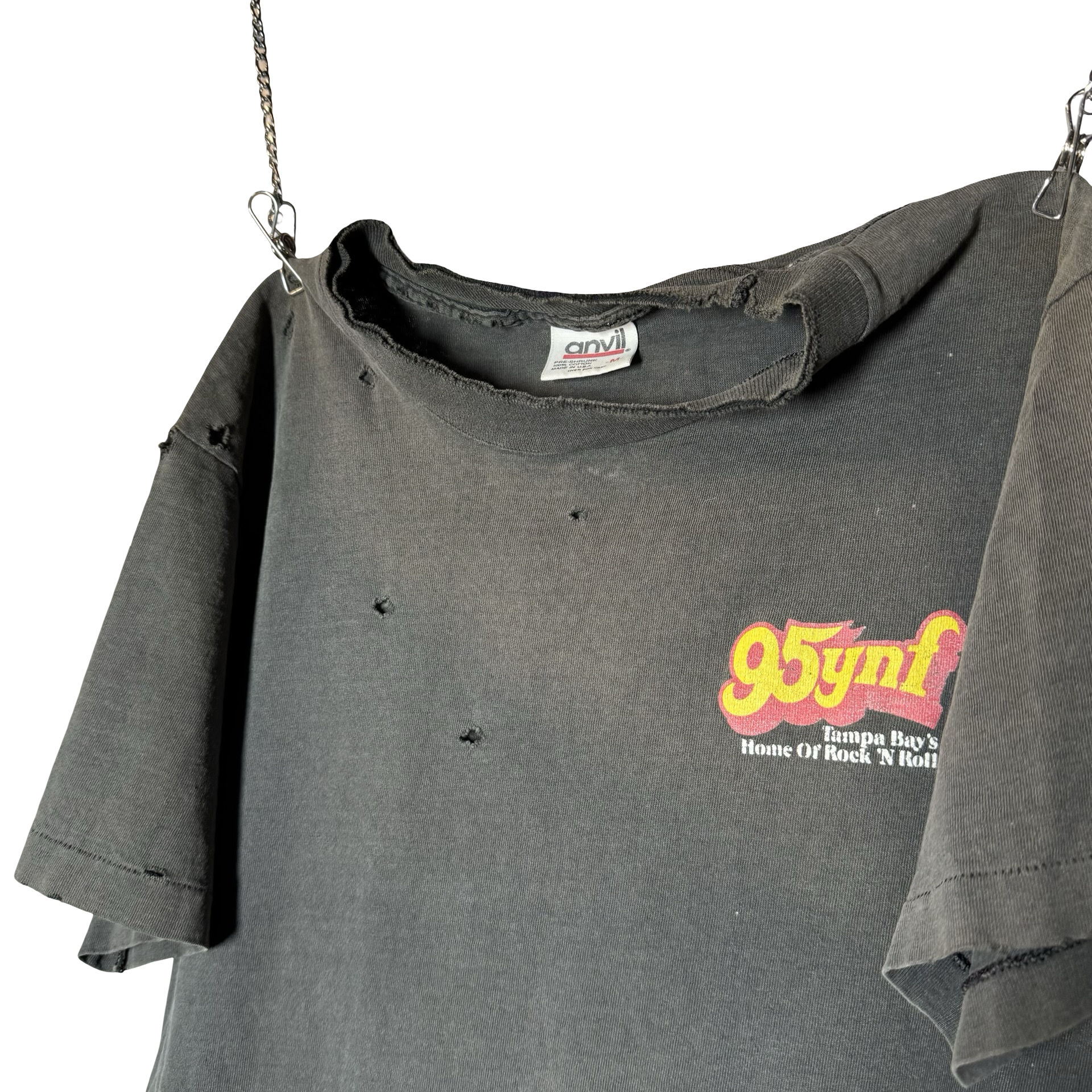 90’s Sun Faded Distressed Skeleton Rock Radio Tee Size M