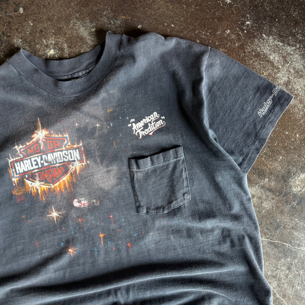 80’s Harley Shining Shield Sun Faded Pocket Tee (XL)