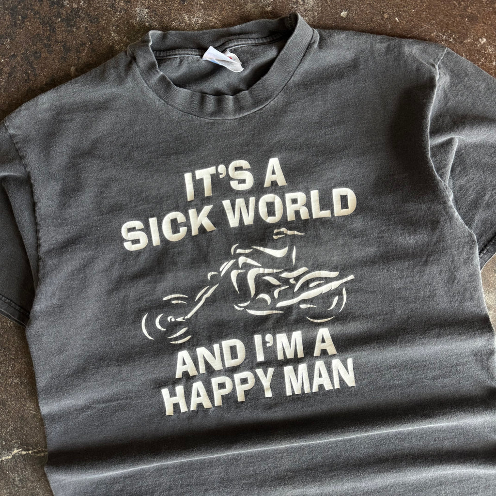 90’s “Sick World” Biker Tee (L)
