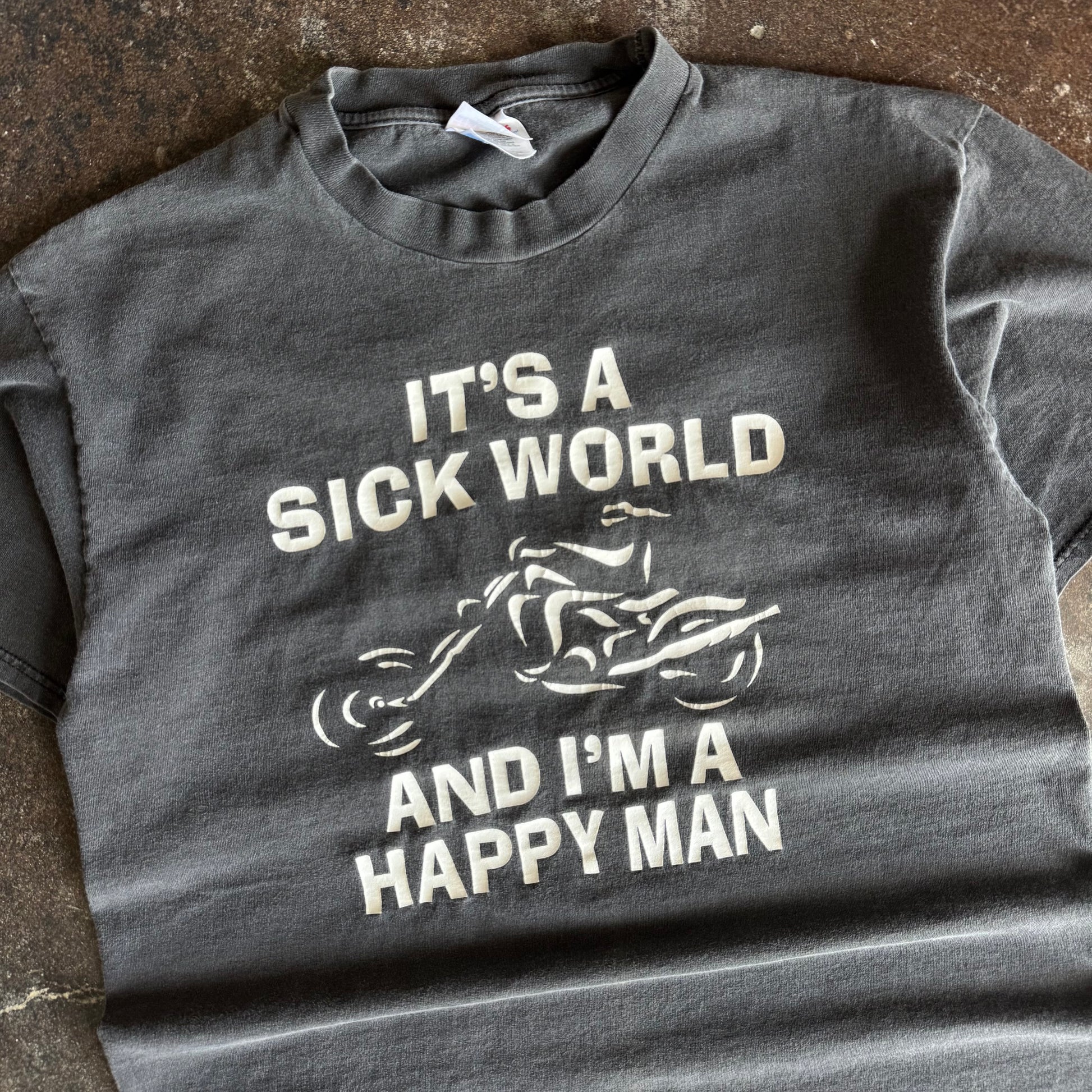90’s “Sick World” Biker Tee (L)