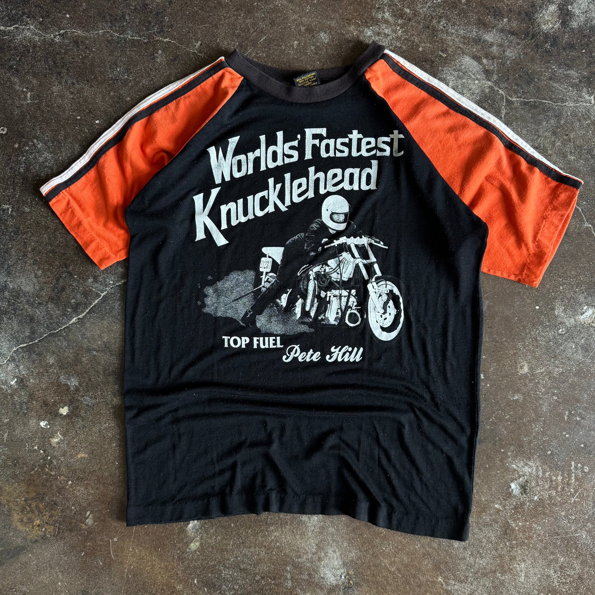 ‘81 Worlds Fastest Knucklehead Harley Racing Jersey Tee (L)