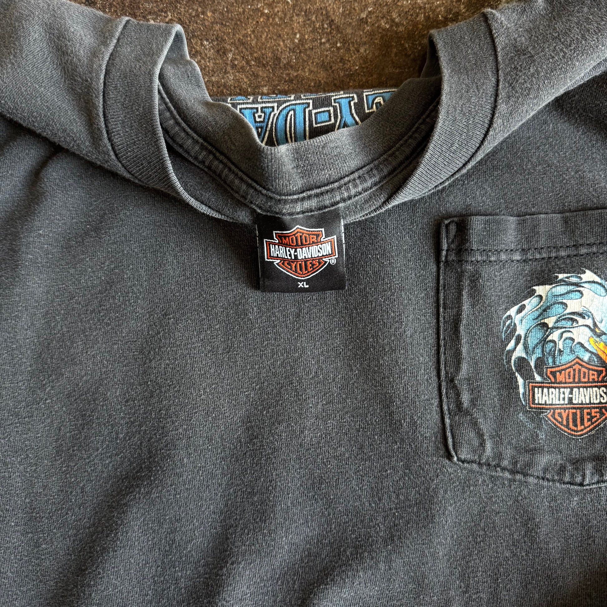 Y2K Harley Blue Eagle Flame Longsleeve (XL)