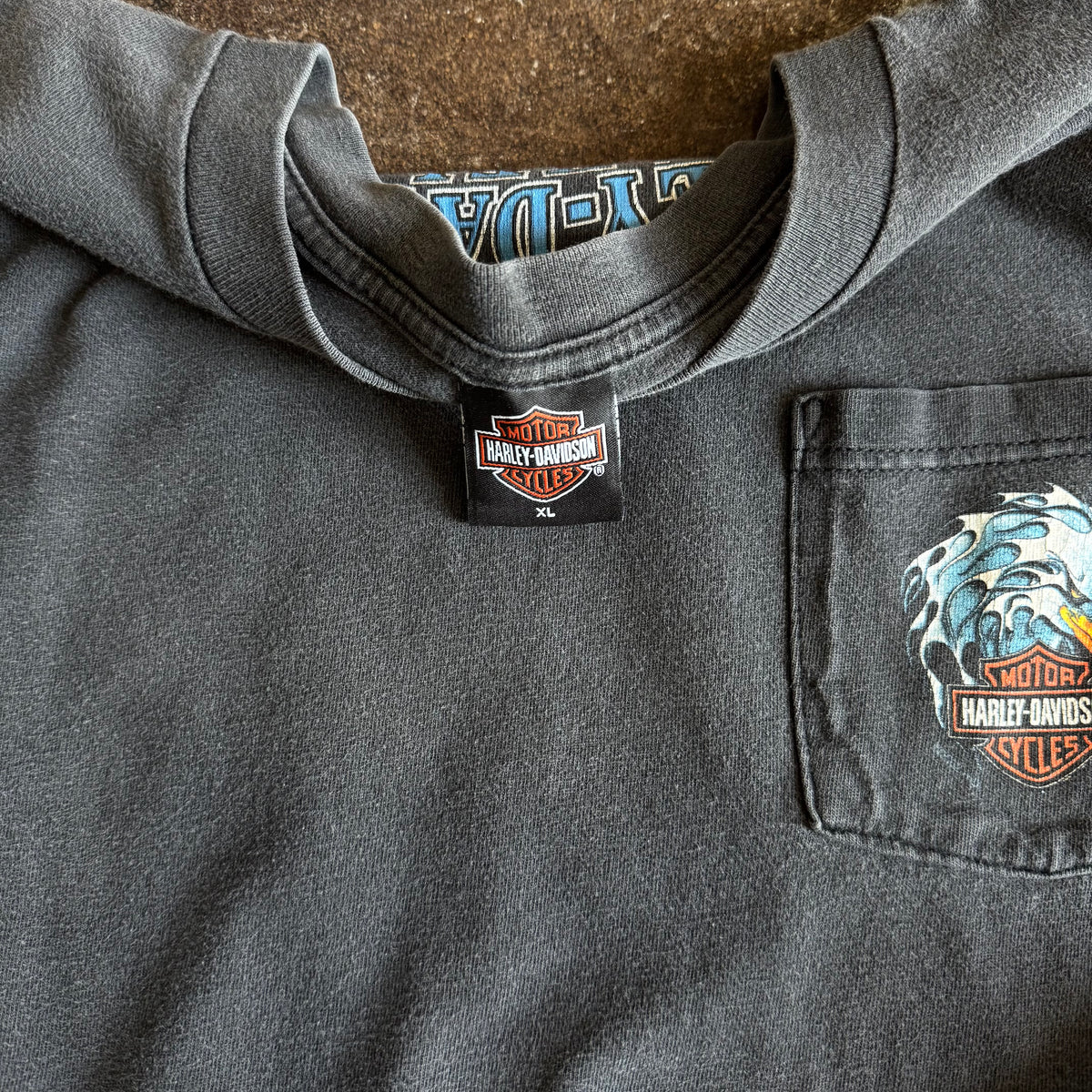 Y2K Harley Blue Eagle Flame Longsleeve (XL)