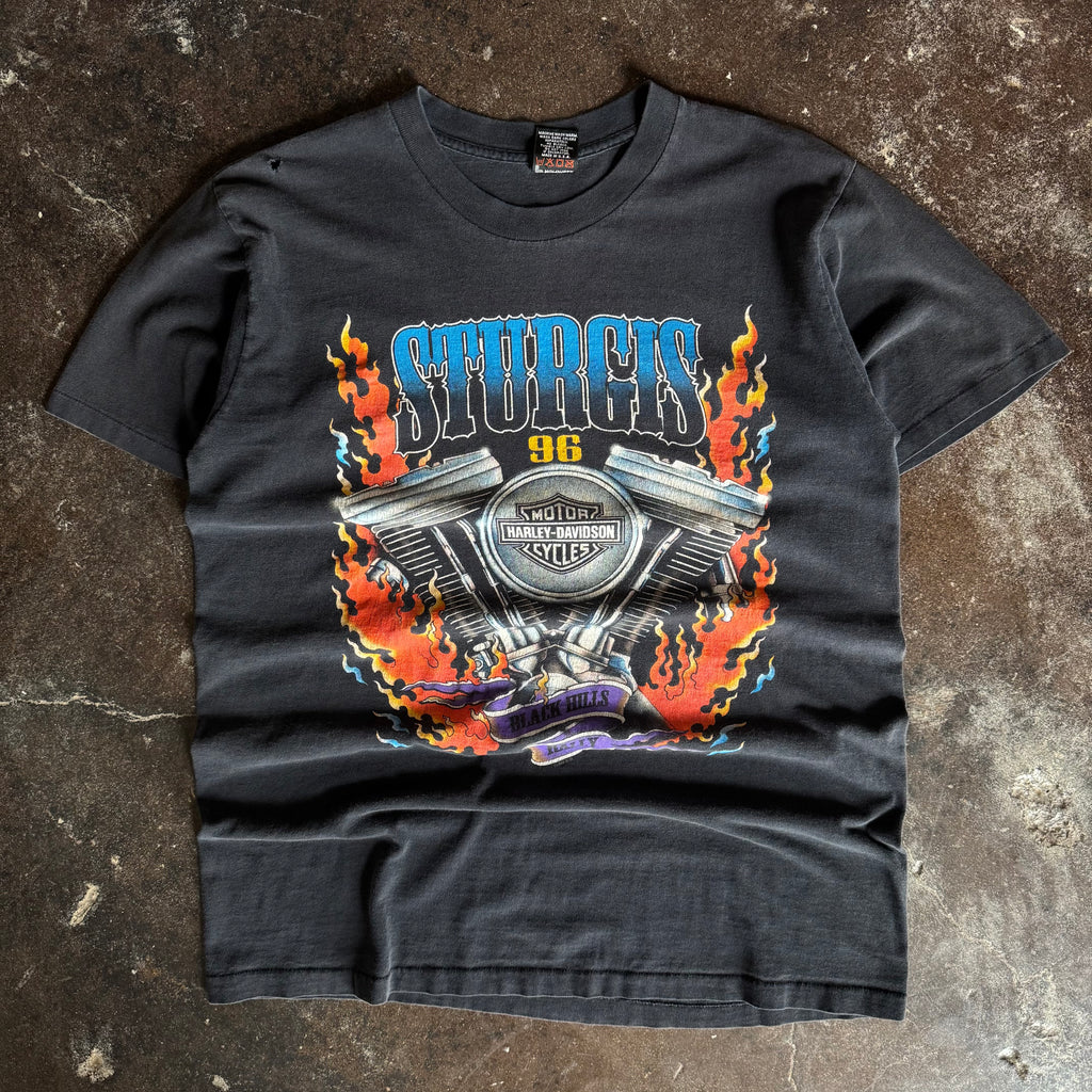 90’s Harley Sturgis Flaming Engine Tee (L)