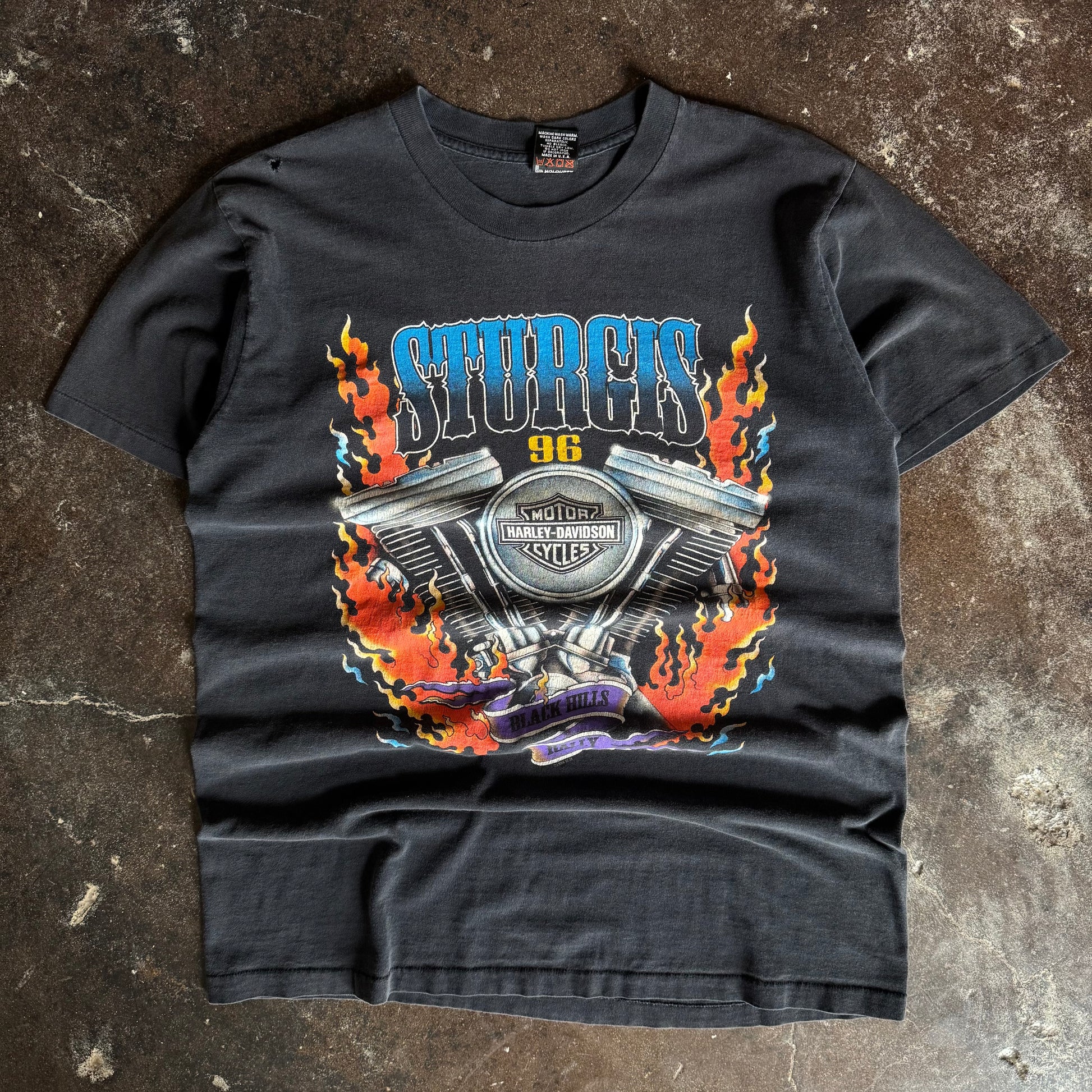 90’s Harley Sturgis Flaming Engine Tee (L)