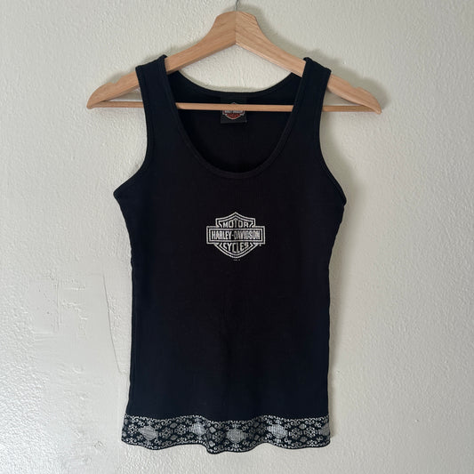 Y2K Women’s Harley Tank Top Black Emblem Size M