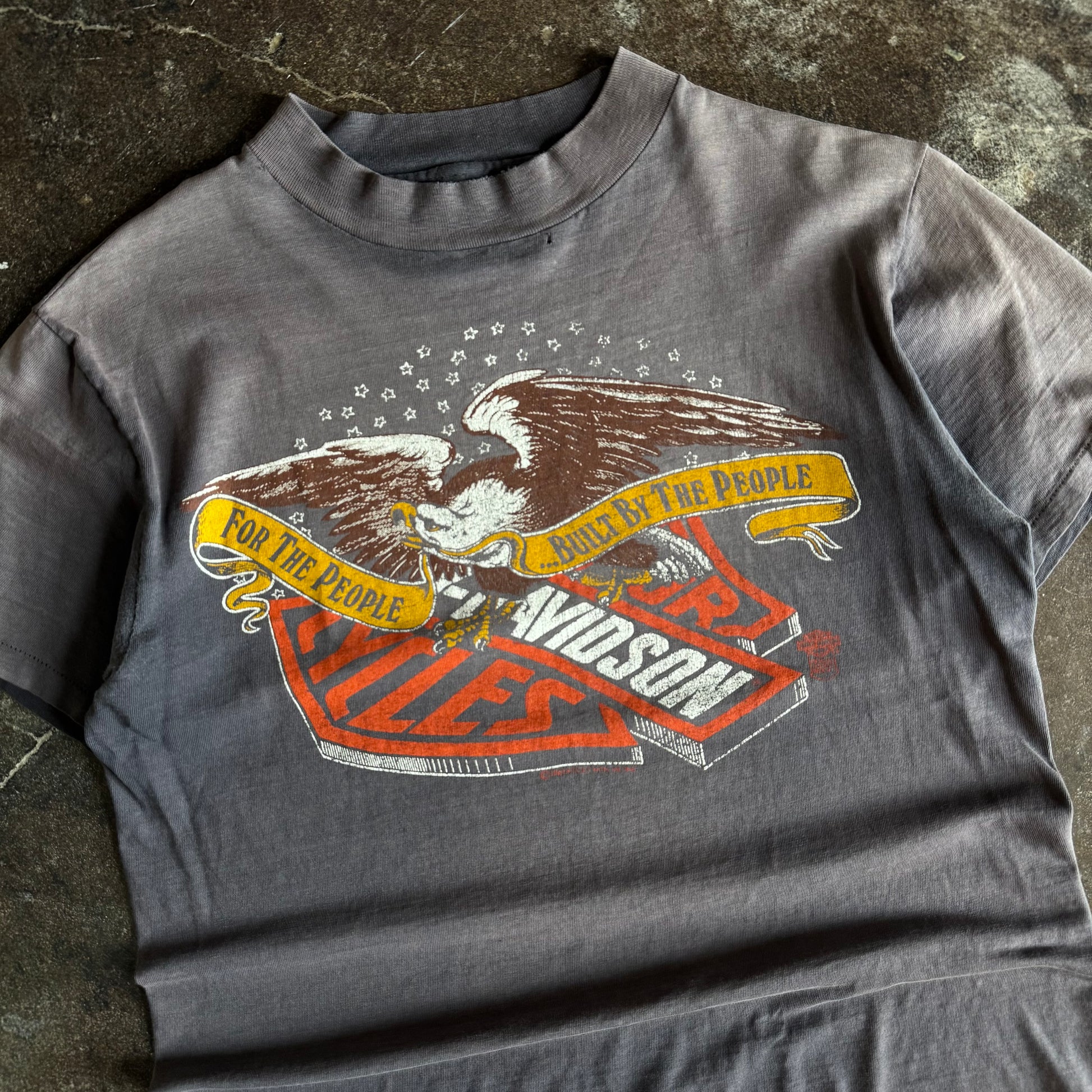 80’s Harley “For the People” Eagle Sun Faded Tee (L)